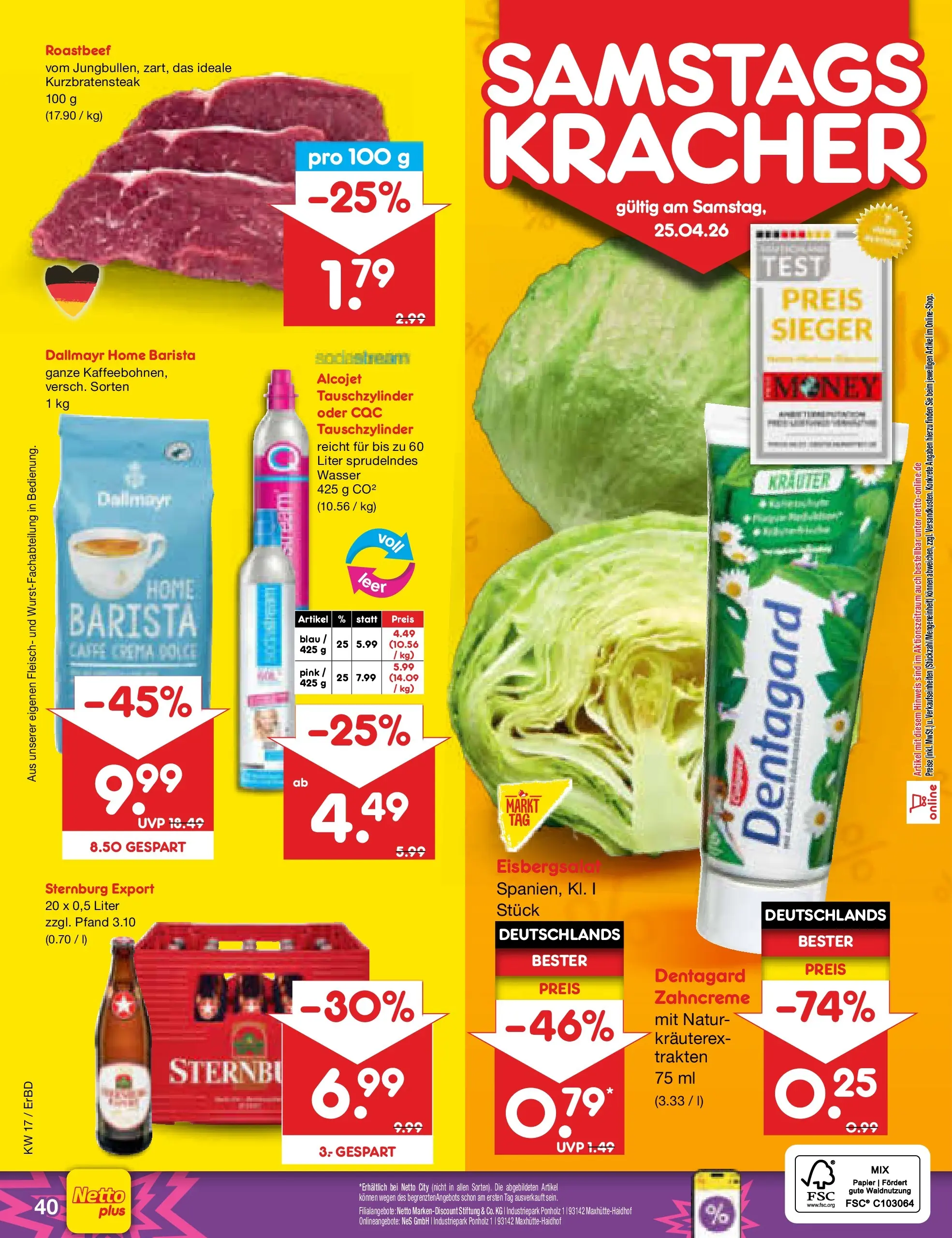Netto Marken-Discount Prospekt Jena-Lobeda	 (ab 20.04.2026) » Angebote | Seite: 56 | Produkte: Eisbergsalat, Roastbeef, Dallmayr, Fleisch