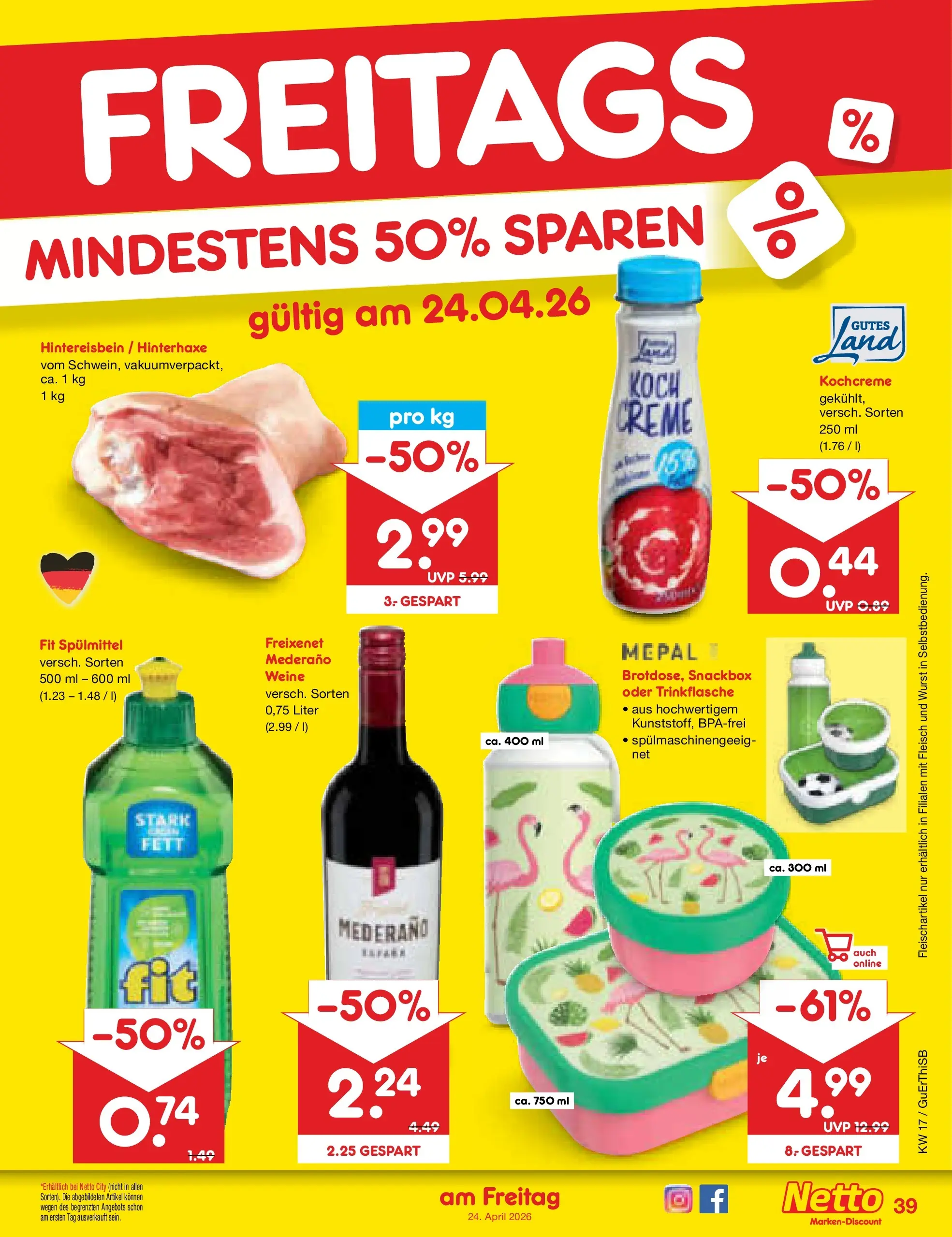 Netto Marken-Discount Prospekt Nordhausen	 (ab 19.04.2026) » Angebote | Seite: 55 | Produkte: Freixenet, Creme, Wurst, Fleisch