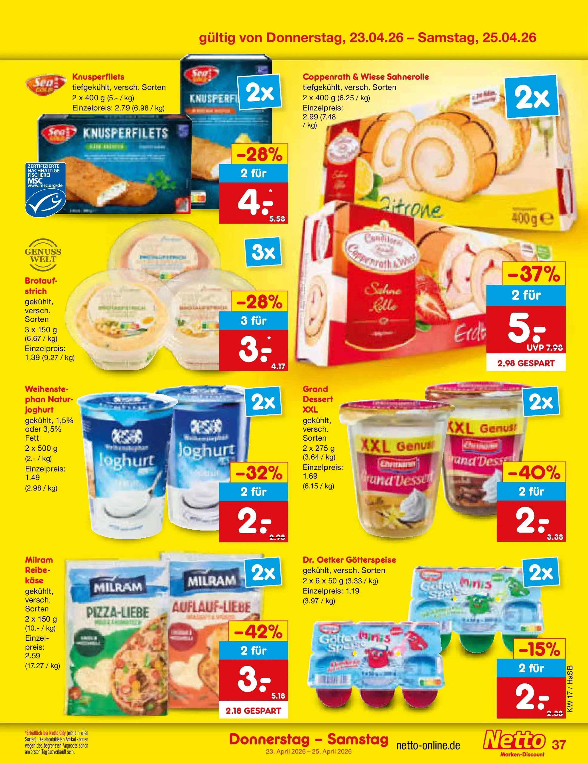 Netto Marken-Discount Prospekt Wuppertal	 (ab 20.04.2026) » Angebote | Seite: 53 | Produkte: Käse, Joghurt, Milram