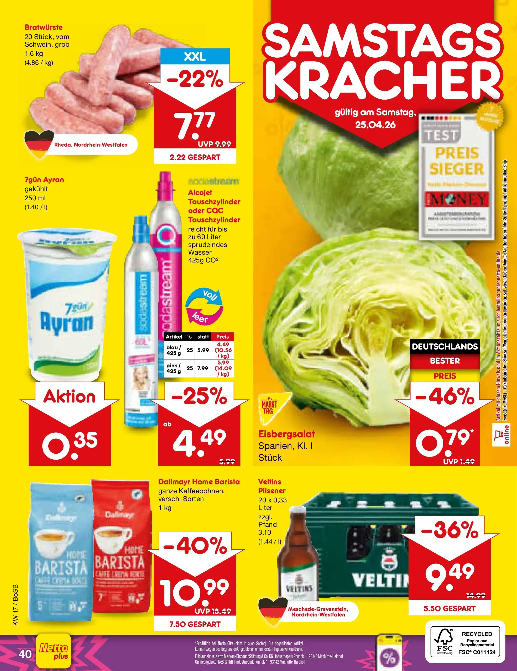 Netto Marken-Discount Prospekt Stadtlohn	 (ab 20.04.2026) » Angebote | Seite: 56 | Produkte: Eisbergsalat, Dallmayr, Veltins, Sodastream