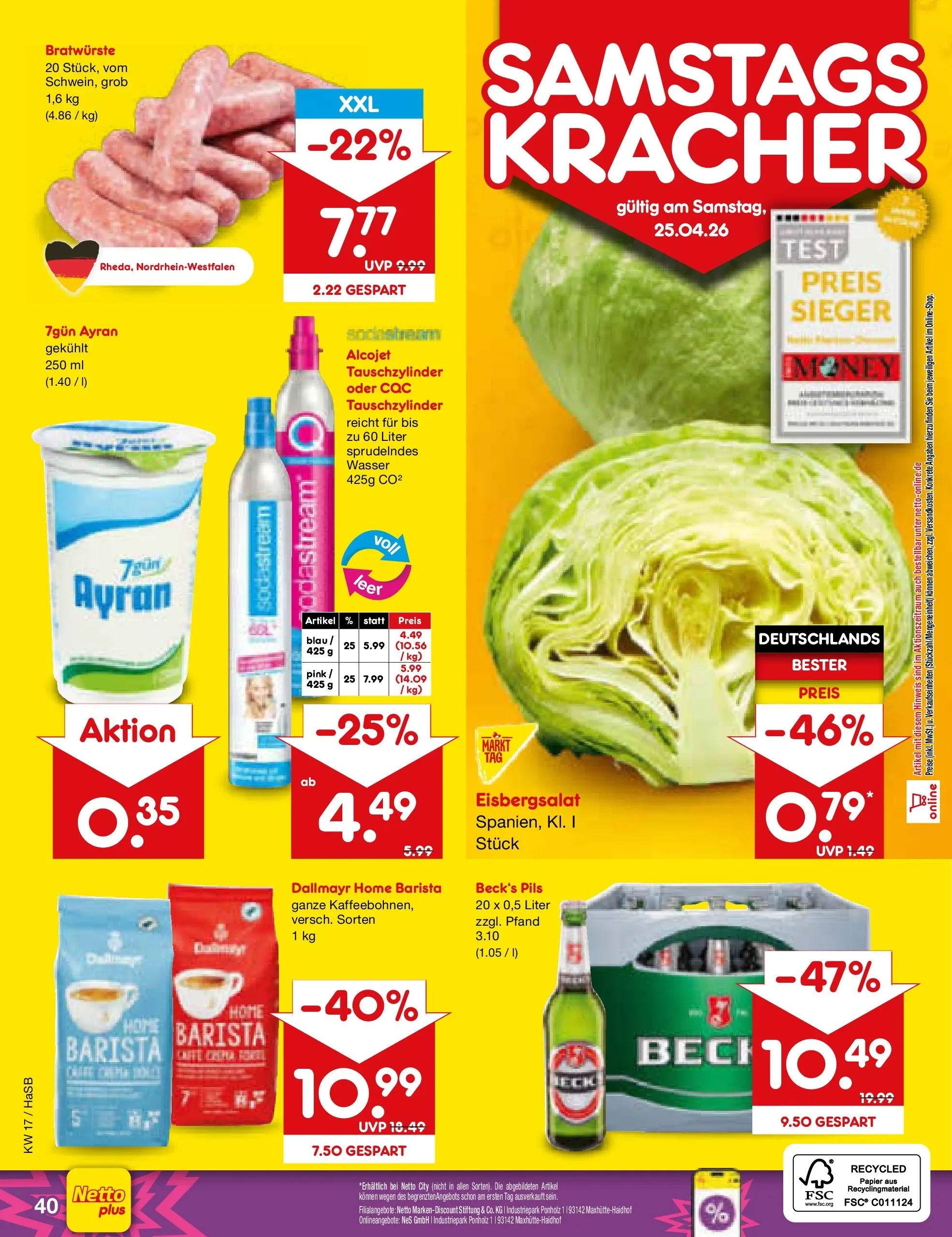 Netto Marken-Discount Prospekt Wuppertal	 (ab 20.04.2026) » Angebote | Seite: 56 | Produkte: Pils, Eisbergsalat, Dallmayr, Wasser
