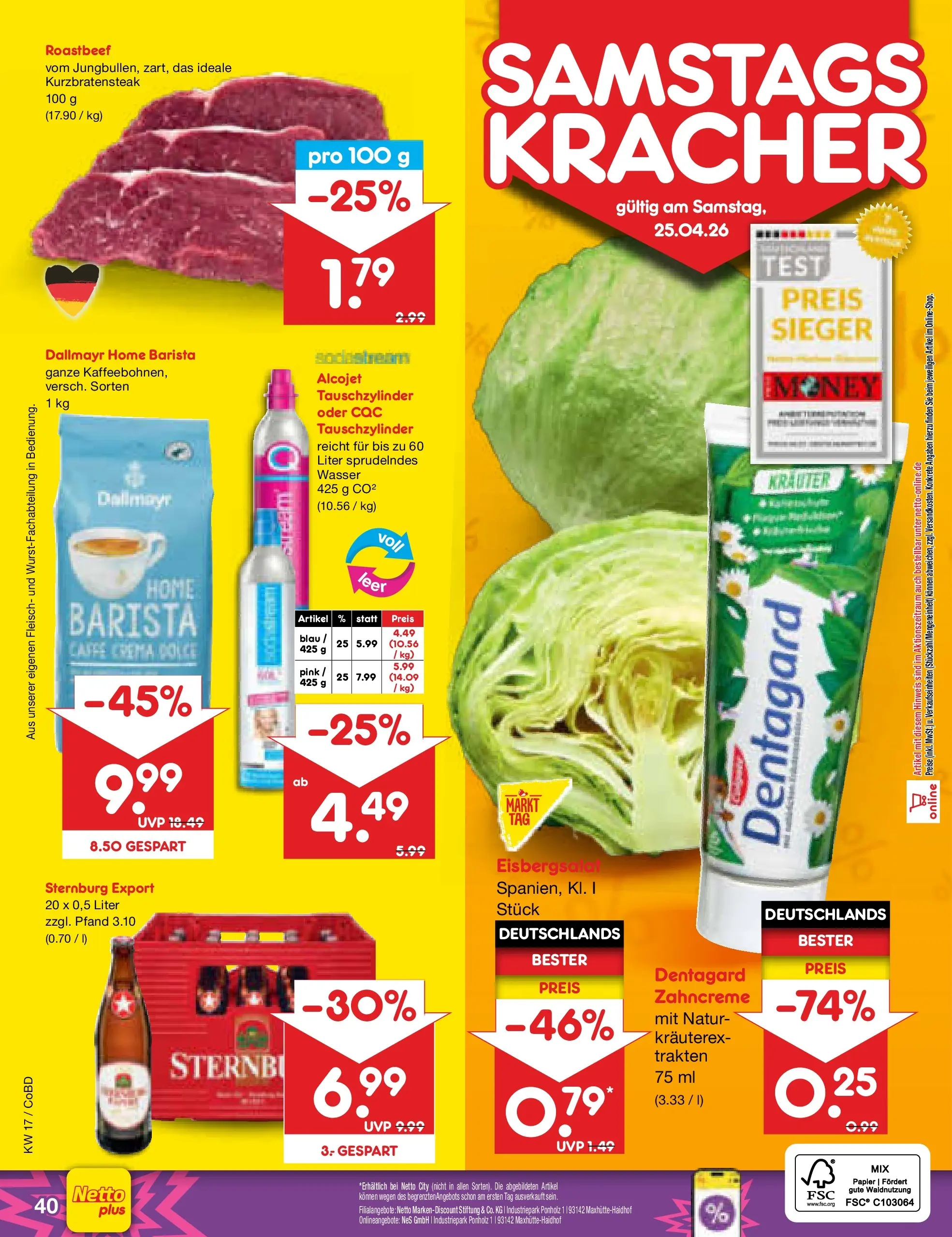 Netto Marken-Discount Prospekt Delitzsch	 (ab 20.04.2026) » Angebote | Seite: 56 | Produkte: Eisbergsalat, Roastbeef, Dallmayr, Sodastream
