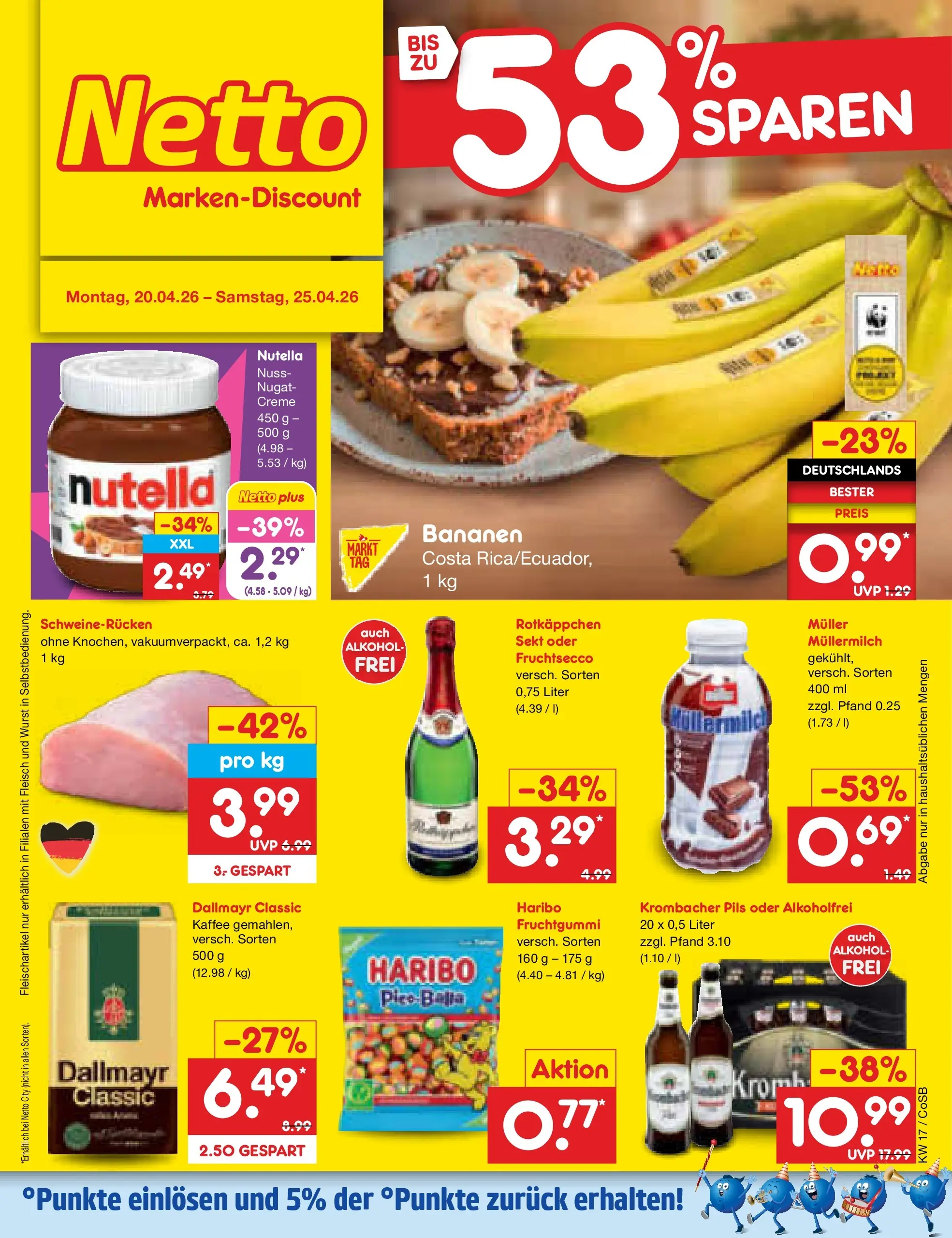 Netto Marken-Discount Prospekt Bitterfeld-Wolfen	 (ab 19.04.2026) » Angebote | Seite: 1 | Produkte: Haribo, Creme, Schweinerucken, Rotkäppchen