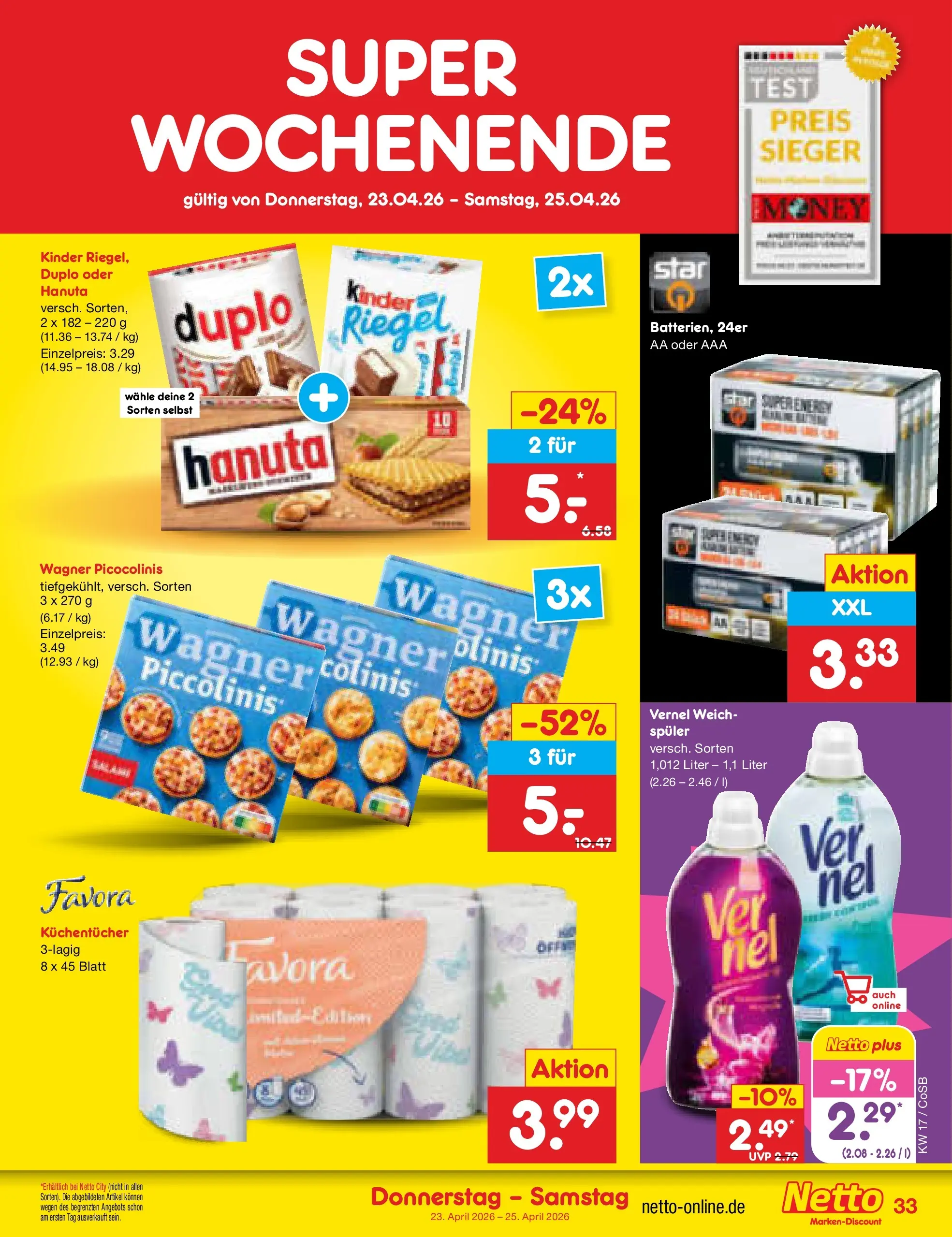 Netto Marken-Discount Prospekt Bitterfeld-Wolfen	 (ab 19.04.2026) » Angebote | Seite: 49 | Produkte: Piccolinis, Duplo riegel, Vernel
