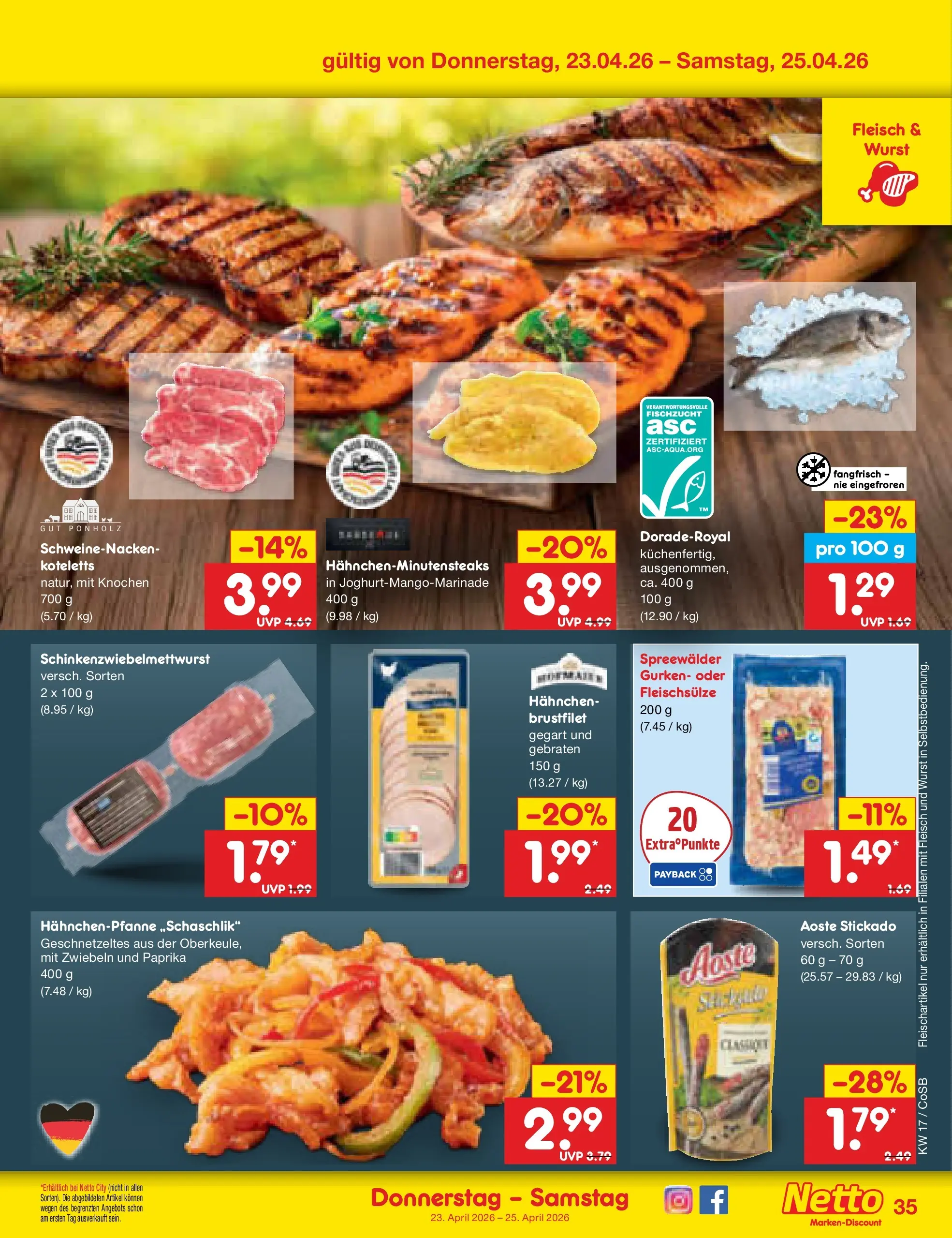 Netto Marken-Discount Prospekt Bitterfeld-Wolfen	 (ab 19.04.2026) » Angebote | Seite: 51 | Produkte: Hahnchen, Schweinenacken, Zwiebeln, Fleisch