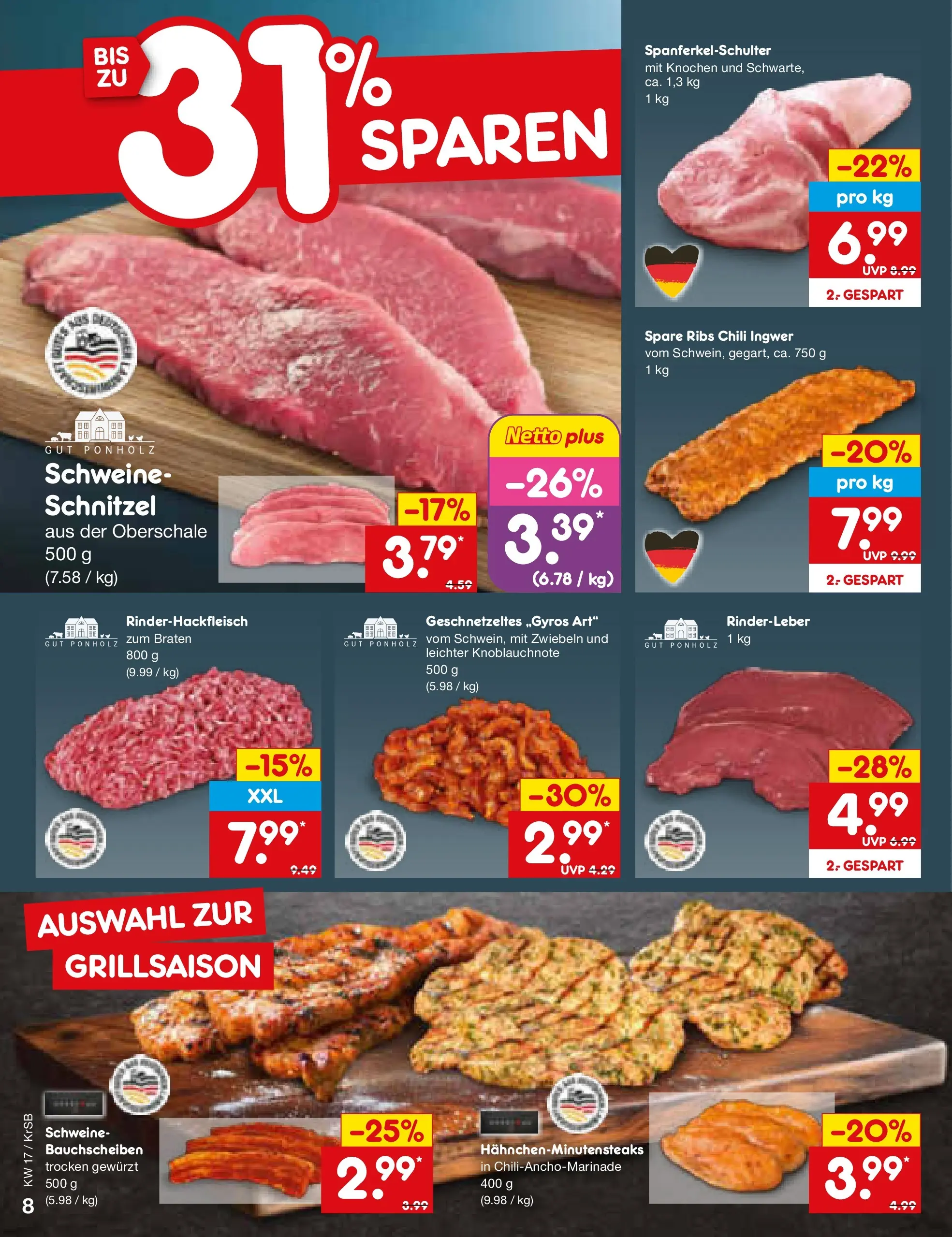 Netto Marken-Discount Prospekt Jüchen	 (ab 20.04.2026) » Angebote | Seite: 10 | Produkte: Spare ribs, Schnitzel, Zwiebeln, Chili