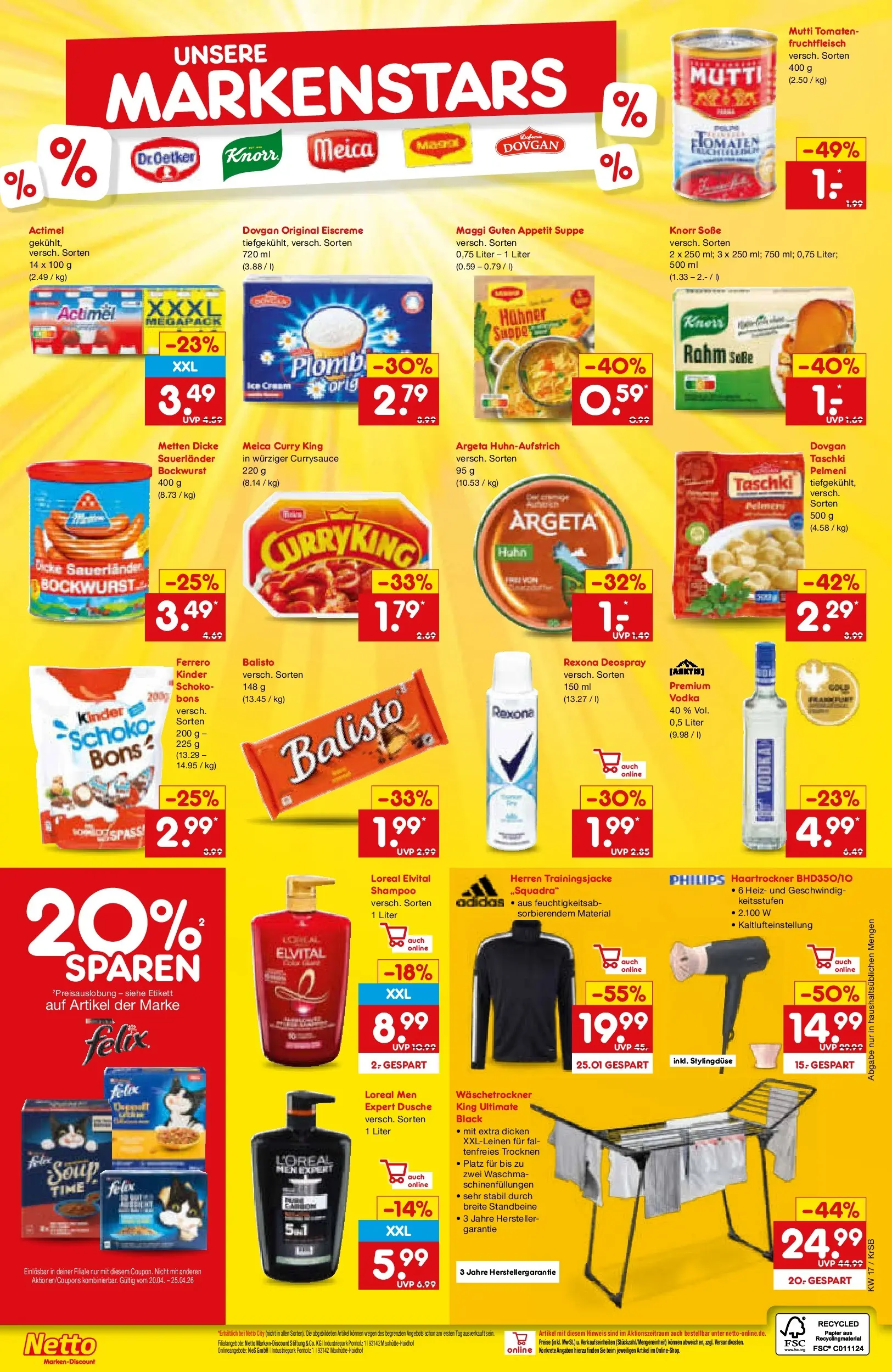 Netto Marken-Discount Prospekt Jüchen	 (ab 20.04.2026) » Angebote | Seite: 29 | Produkte: Bockwurst, Philips, Actimel, Tomaten