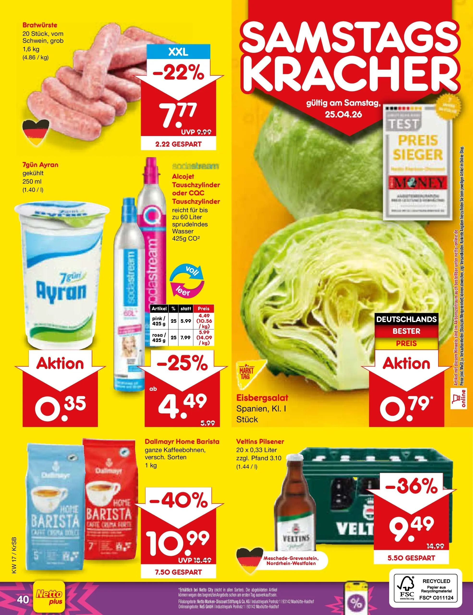 Netto Marken-Discount Prospekt Jüchen	 (ab 20.04.2026) » Angebote | Seite: 56 | Produkte: Eisbergsalat, Dallmayr, Veltins, Sodastream