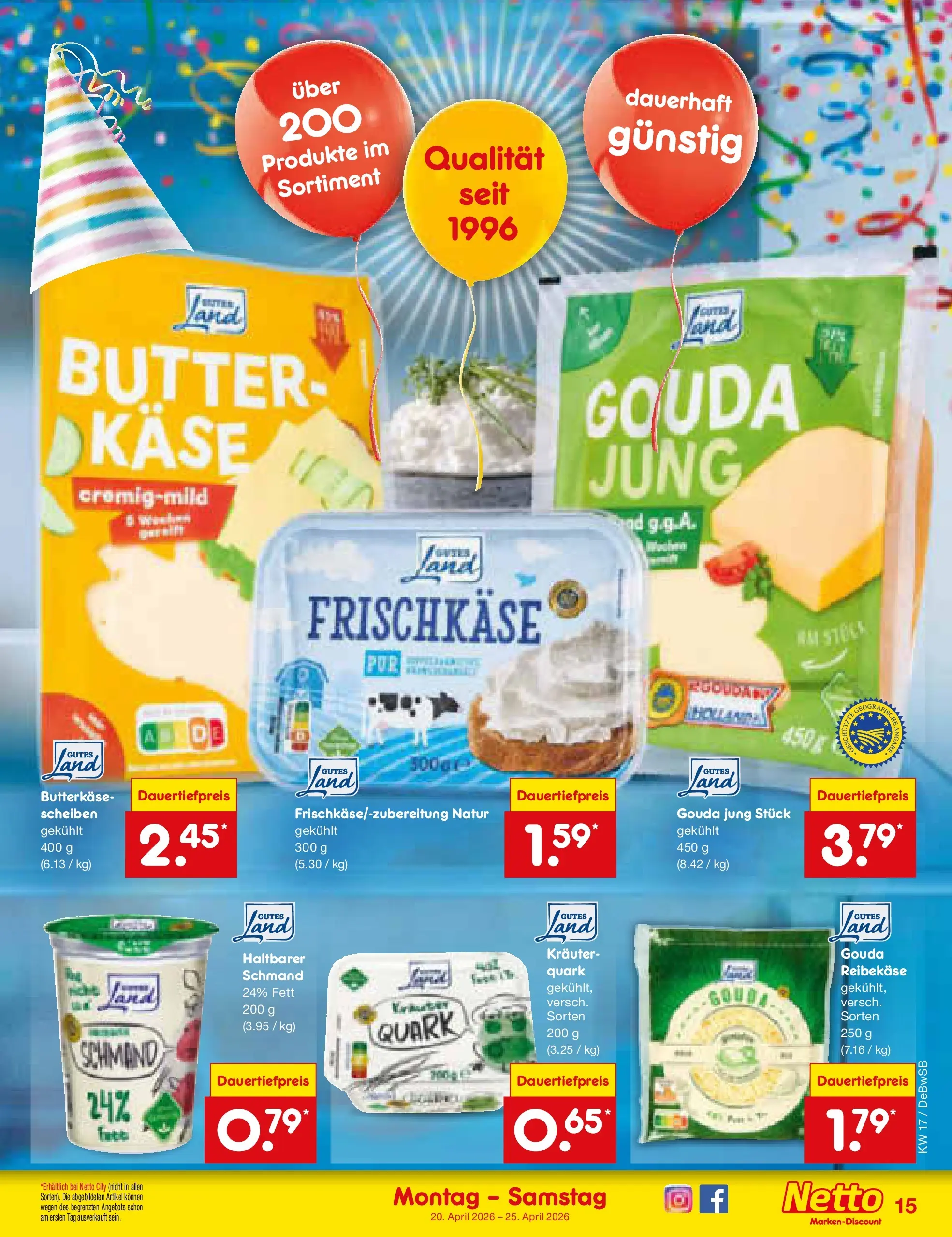 Netto Marken-Discount Prospekt Waiblingen-Bittenfeld	 (ab 19.04.2026) » Angebote | Seite: 17 | Produkte: Quark, Käse, Reibekase, Frischkase