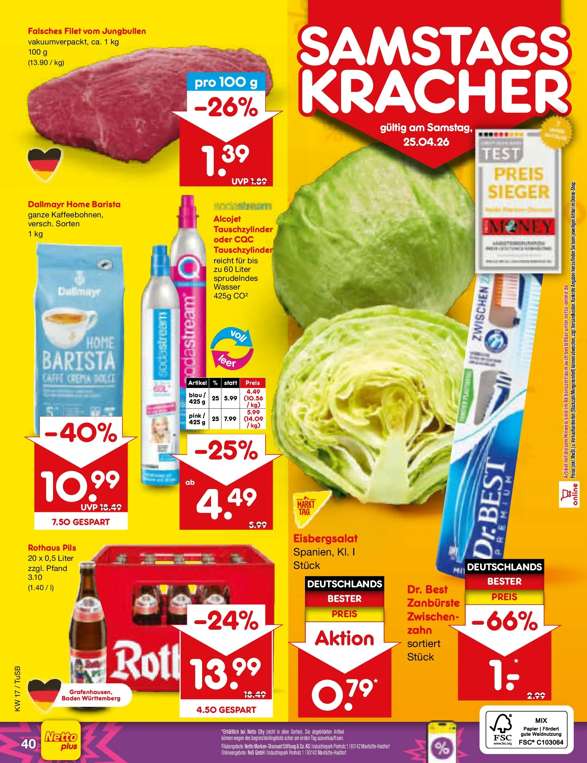 Netto Marken-Discount Prospekt Lahr-Langenwinkel	 (ab 20.04.2026) » Angebote | Seite: 55 | Produkte: Eisbergsalat, Dallmayr, Wasser, Sodastream