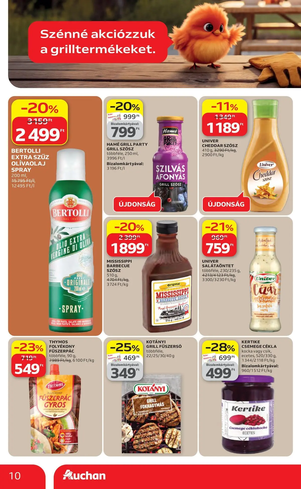 Auchan akciós újság Szolnok - 2026.04.16. -tól/töl > akció, lapozható szórólap 🛍️ | Oldal: 10 | Termékek: Sál, Fűszerpác, Grill, Szósz