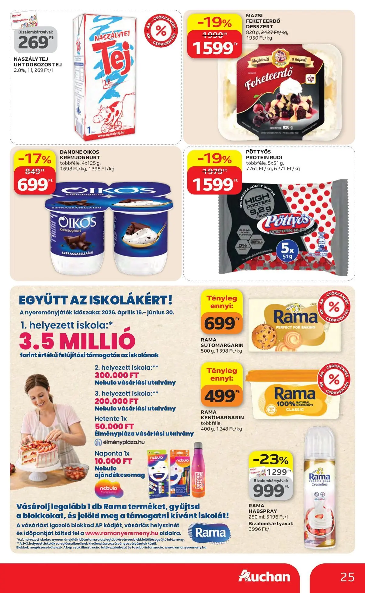 Auchan akciós újság Szolnok - 2026.04.16. -tól/töl > akció, lapozható szórólap 🛍️ | Oldal: 25 | Termékek: Rama, Protein, Tej