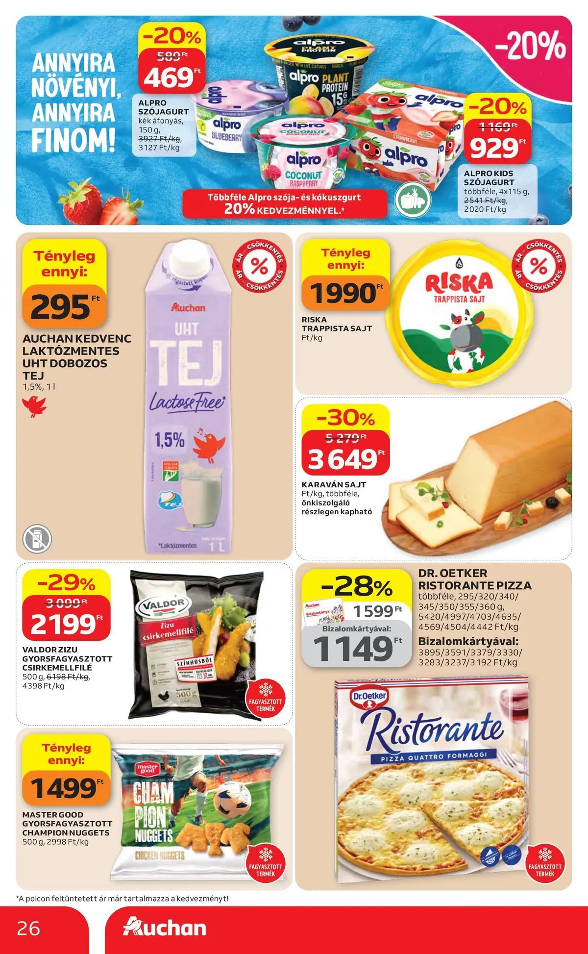 Auchan akciós újság Szolnok - 2026.04.16. -tól/töl > akció, lapozható szórólap 🛍️ | Oldal: 26 | Termékek: Alpro, Protein, Sajt, Trappista sajt
