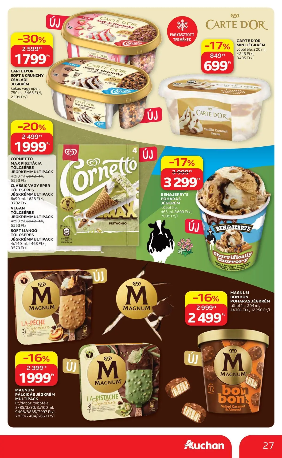 Auchan akciós újság Szolnok - 2026.04.16. -tól/töl > akció, lapozható szórólap 🛍️ | Oldal: 27 | Termékek: Eper, Vegán, Jégkrém, Pálcikás jégkrém