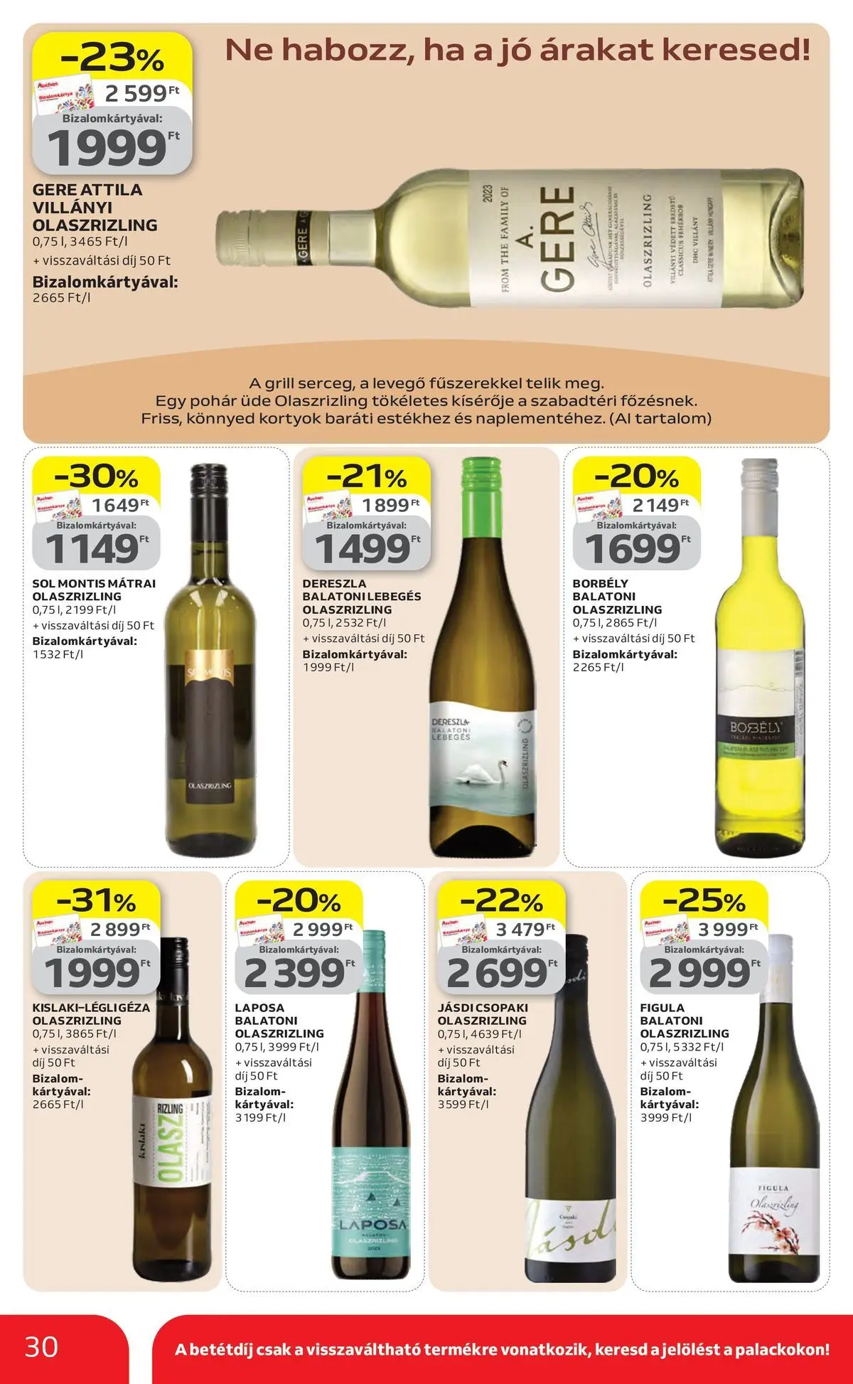 Auchan akciós újság Szolnok - 2026.04.16. -tól/töl > akció, lapozható szórólap 🛍️ | Oldal: 30 | Termékek: Grill, Pohár