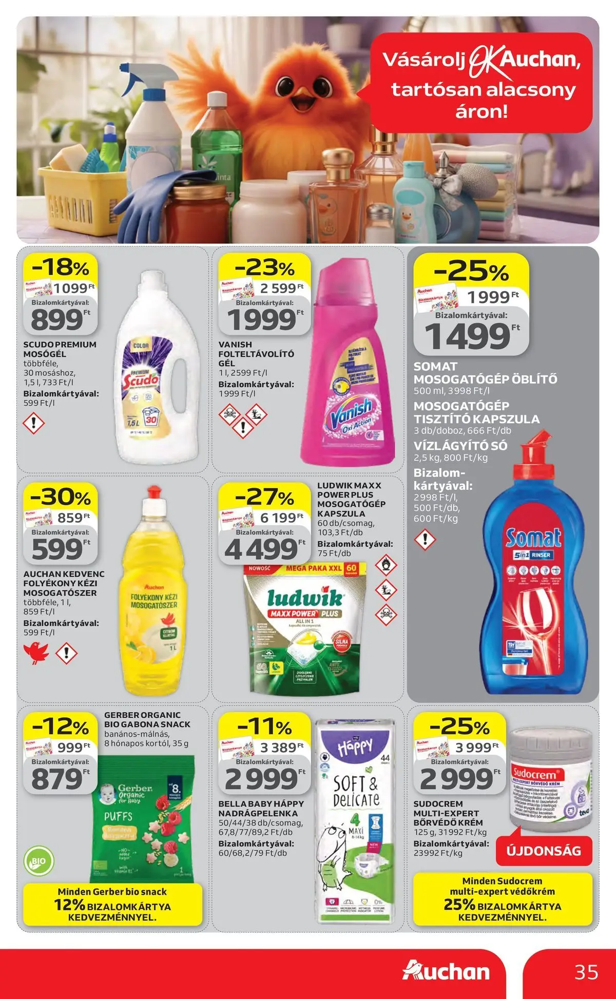 Auchan akciós újság Szolnok - 2026.04.16. -tól/töl > akció, lapozható szórólap 🛍️ | Oldal: 35 | Termékek: Somat, Mosogatógép, Mosógél, Folteltávolító