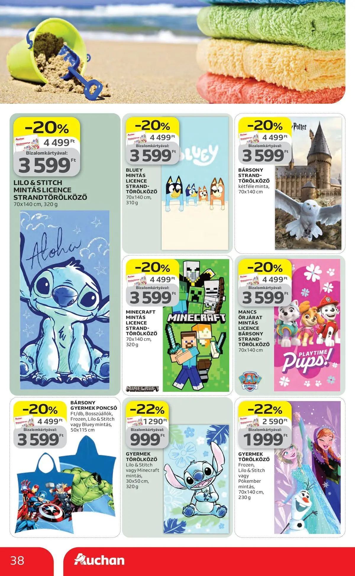 Auchan akciós újság Szolnok - 2026.04.16. -tól/töl > akció, lapozható szórólap 🛍️ | Oldal: 38 | Termékek: Törölköző, Poncsó, Strandtörölköző