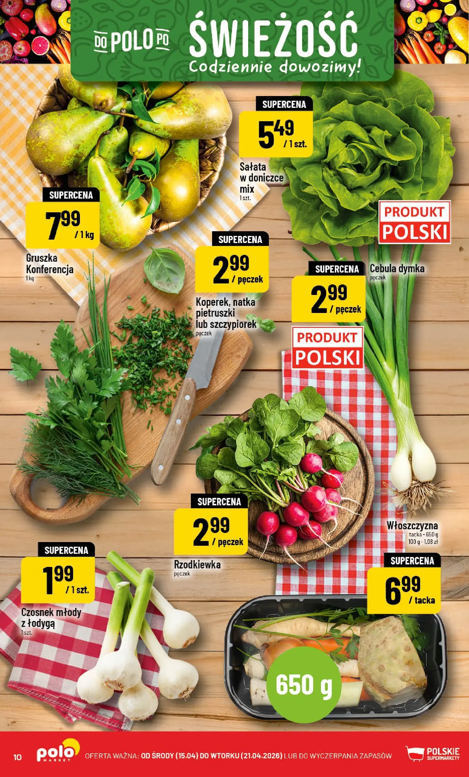 Nowa POLOmarket gazetka od jutra 15.04.2026 | Strona: 10 | Produkty: Czosnek, Gruszka