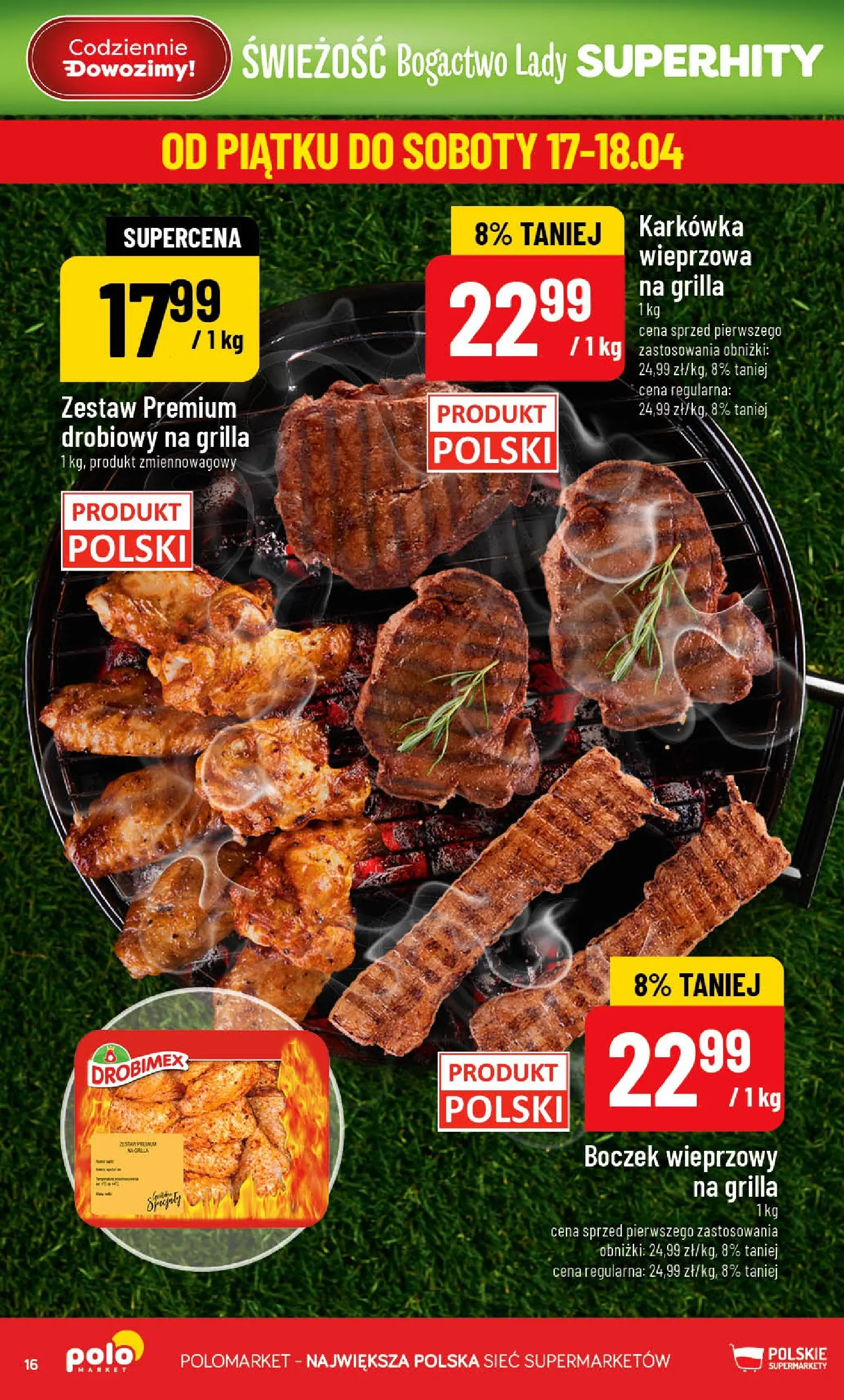 Nowa POLOmarket gazetka od jutra 15.04.2026 | Strona: 16 | Produkty: Karkówka, Karkówka wieprzowa, Boczek wieprzowy, Boczek