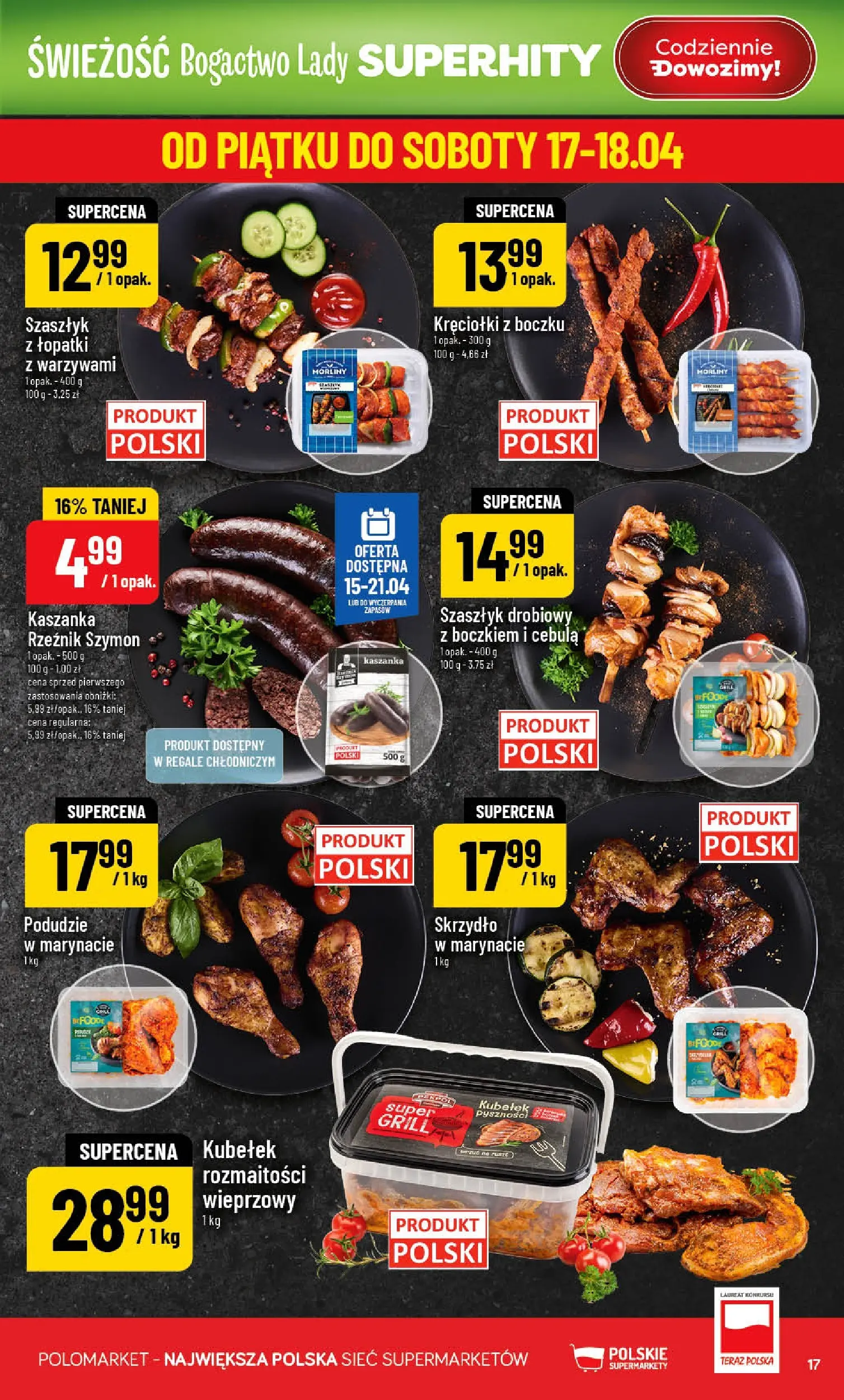 Nowa POLOmarket gazetka od jutra 15.04.2026 | Strona: 17 | Produkty: Grill, Kaszanka