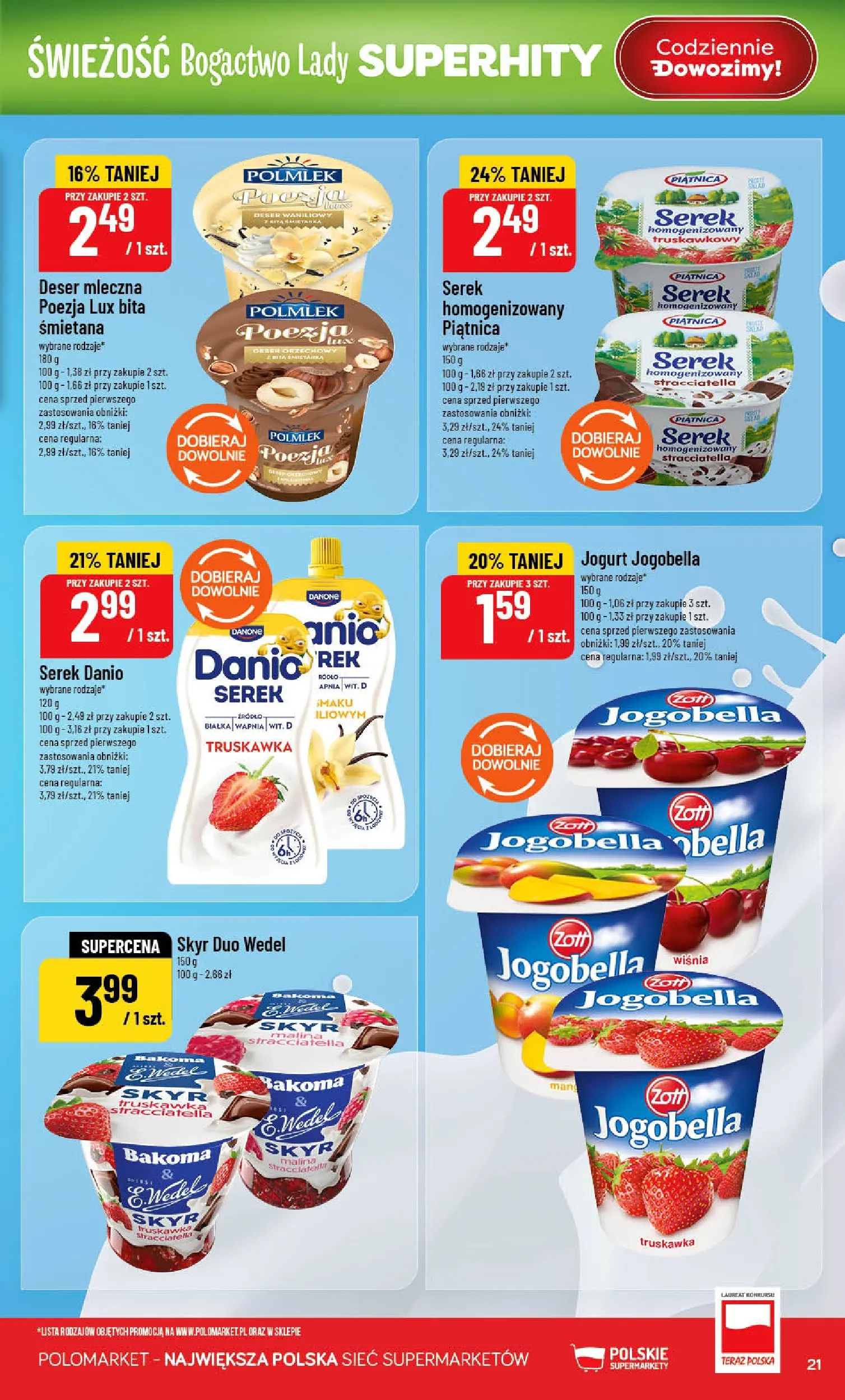 Nowa POLOmarket gazetka od jutra 15.04.2026 | Strona: 21 | Produkty: Malina, Serek, Jogurt, Śmietana
