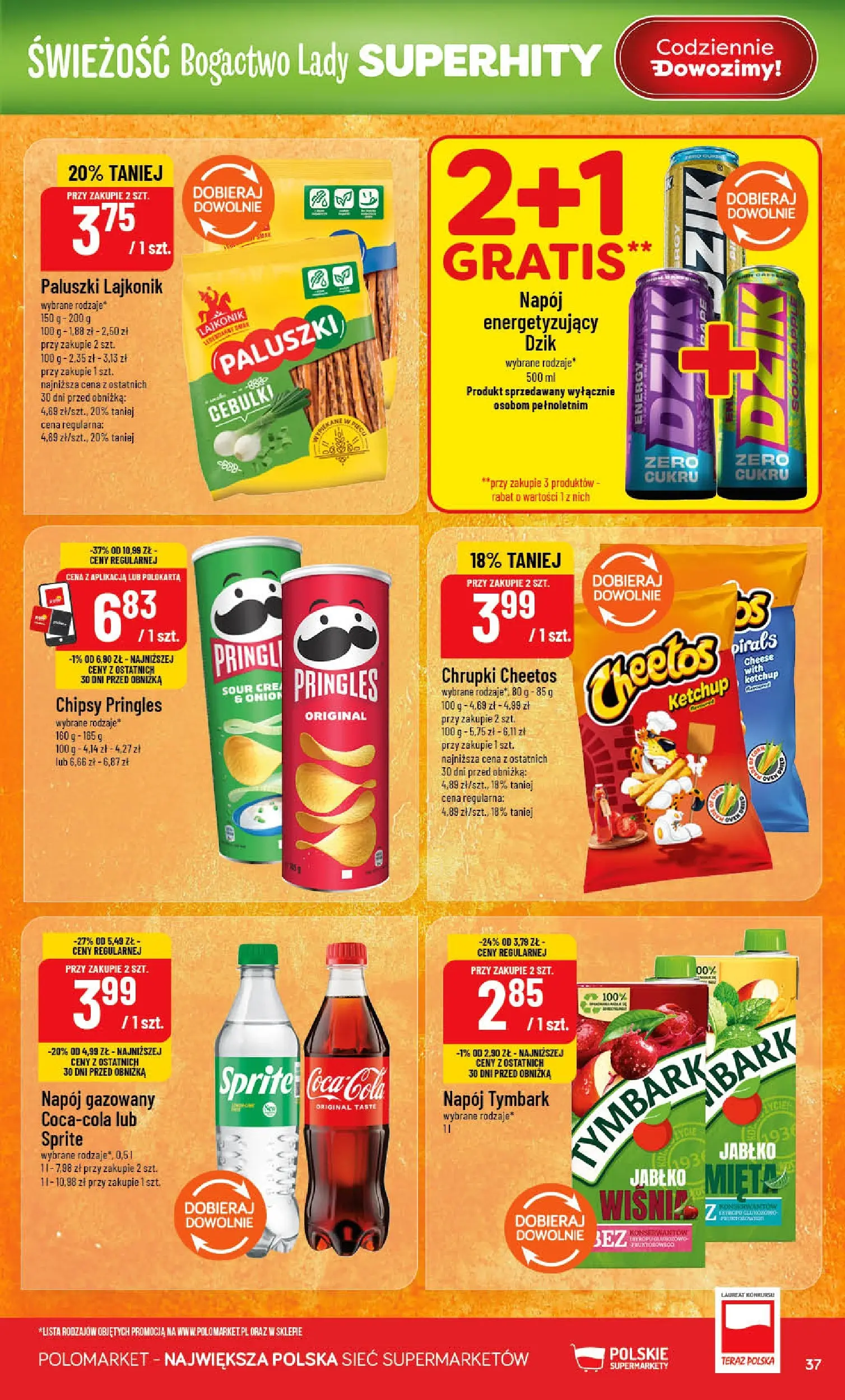 Nowa POLOmarket gazetka od jutra 15.04.2026 | Strona: 37 | Produkty: Ketchup, Sprite, Coca cola, Pringles