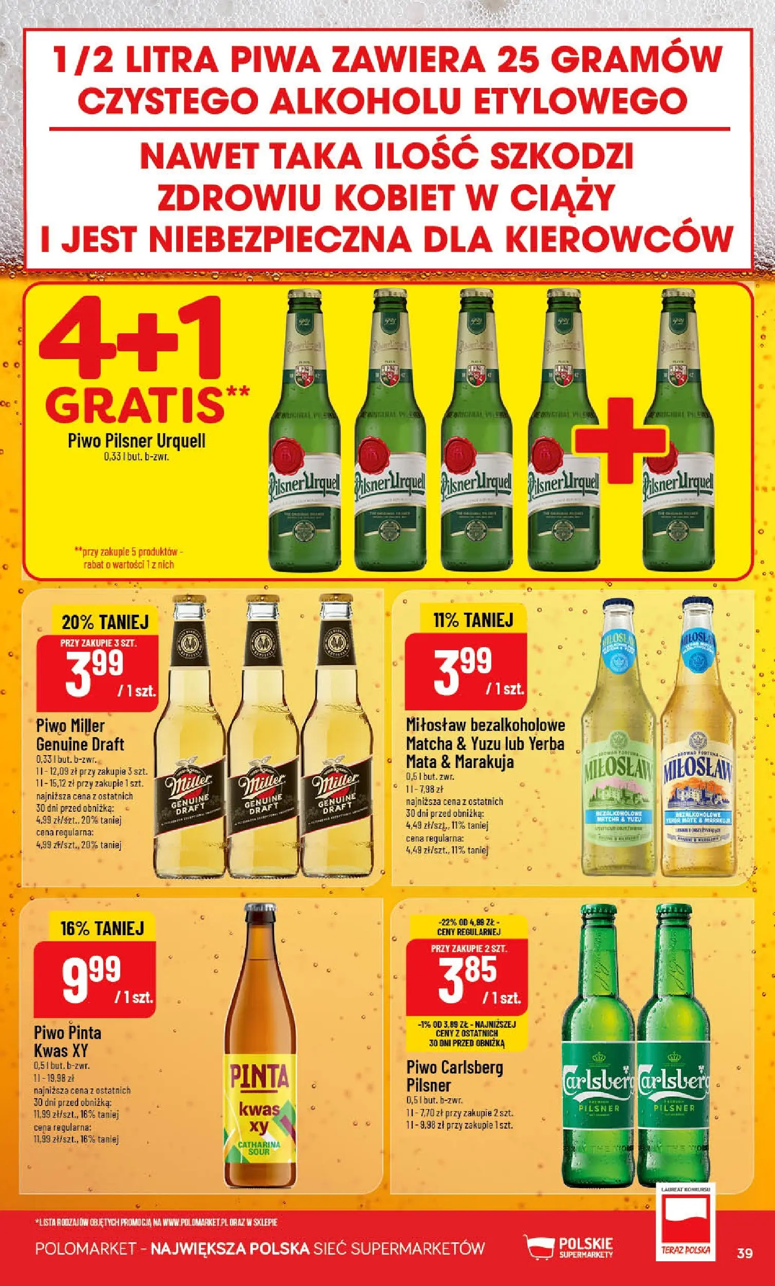 Nowa POLOmarket gazetka od jutra 15.04.2026 | Strona: 39 | Produkty: Piwo Carlsberg, Piwo