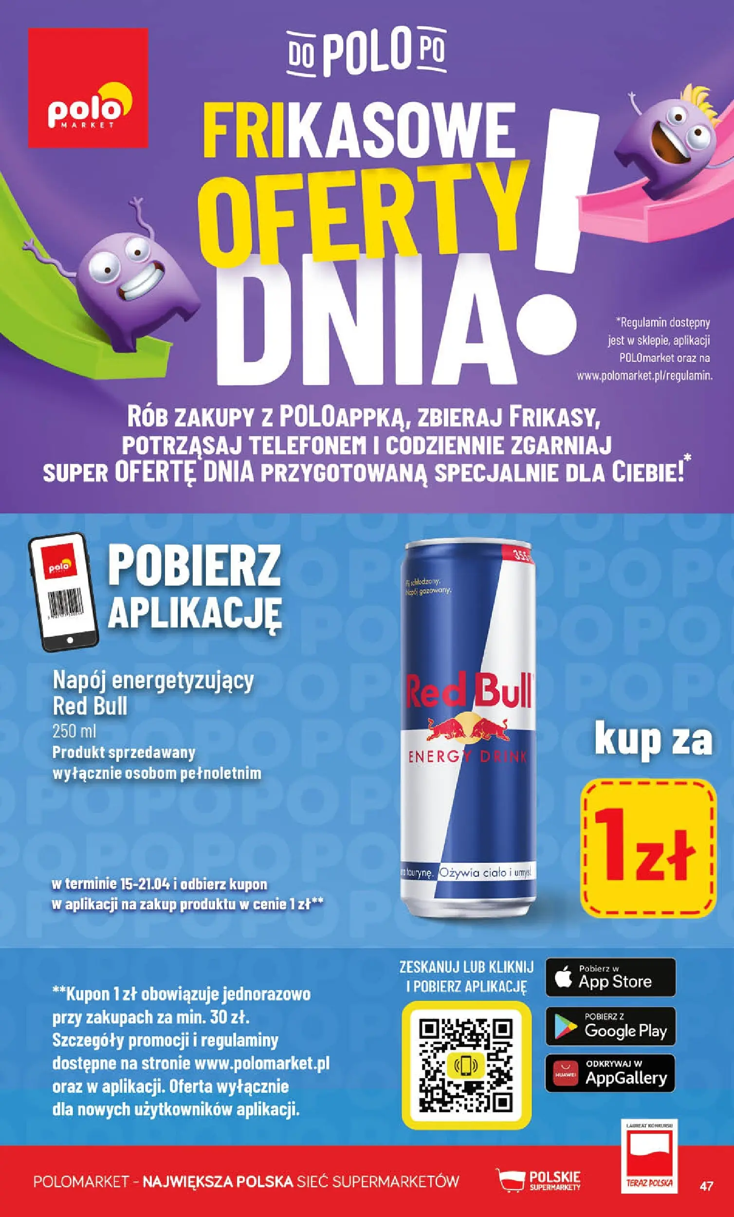Nowa POLOmarket gazetka od jutra 15.04.2026 | Strona: 47 | Produkty: Red bull