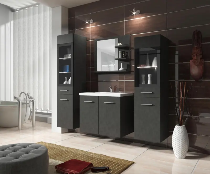 Badm&ouml;bel-Set 5-tlg. Madrit mit LED ca. 120 cm Anthrazit