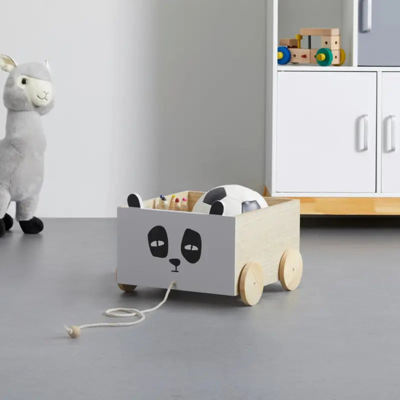 Spielzeugkiste Lanny Grau Echtholz/MDF mit Rollen