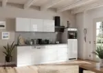 m&ouml;max K&uuml;chenzeile Monza mit Ger&auml;ten ca. 300 cm Wei&szlig;/Grau + Sp&uuml;le