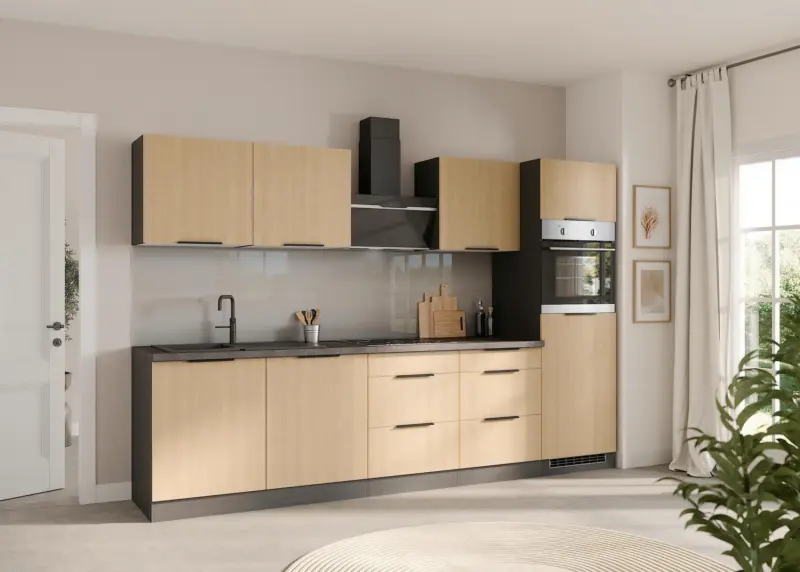 K&uuml;chenleerblock Glasgow o. Ger&auml;te Graphit/Eiche