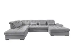 Wohnlandschaft Rigatti Silber Chenille mit Bettkasten