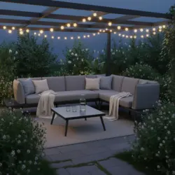 Loungegarnitur-Set Joanne Grau Metall/Outdoorstoff