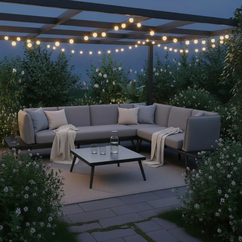 Loungegarnitur-Set Joanne Grau Metall/Outdoorstoff