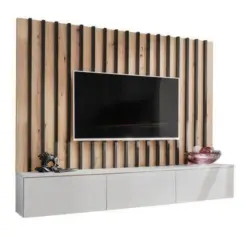 Wohnwand Verti II Hellgrau/Eiche Artisan