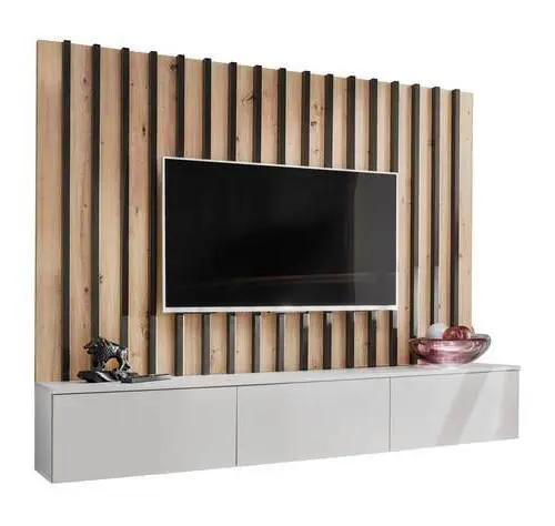 Wohnwand Verti II Hellgrau/Eiche Artisan