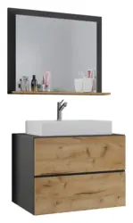 Badezimmer Lendas 3-tlg. ca. 80 cm Anthrazit/Honigeiche