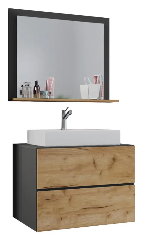 Badezimmer Lendas 3-tlg. ca. 80 cm Anthrazit/Honigeiche