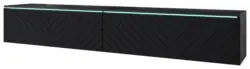 Lowboard ca. 180x30 cm mit LED Fischgr&auml;te Schwarz