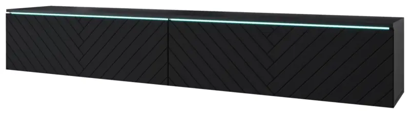 Lowboard ca. 180x30 cm mit LED Fischgr&auml;te Schwarz