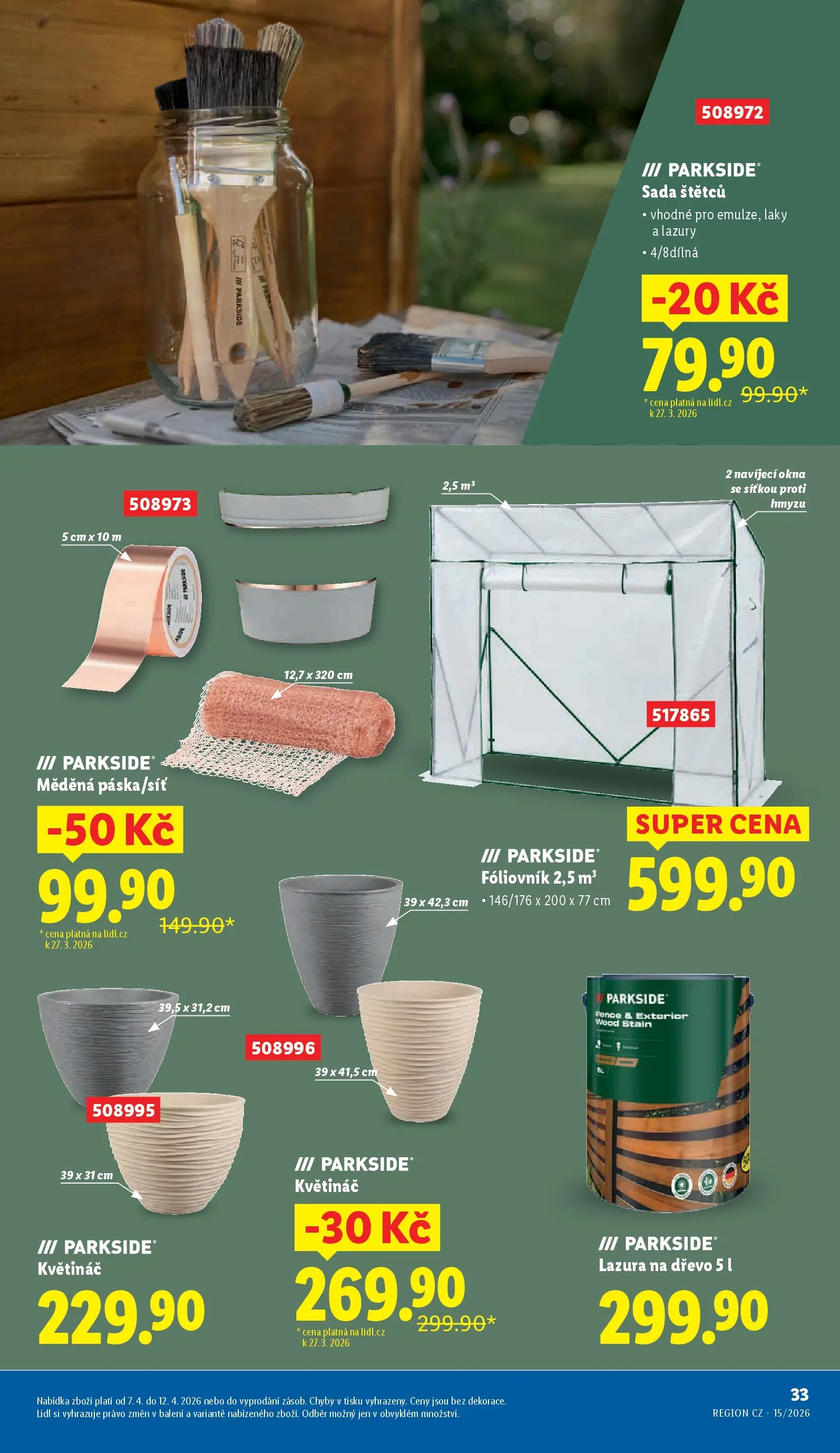 Lidl leták od 13.04.2026 - Nový akční leták | Strana: 11 | Produkty: Parkside, Fóliovník, Lazura na dřevo, Květináč