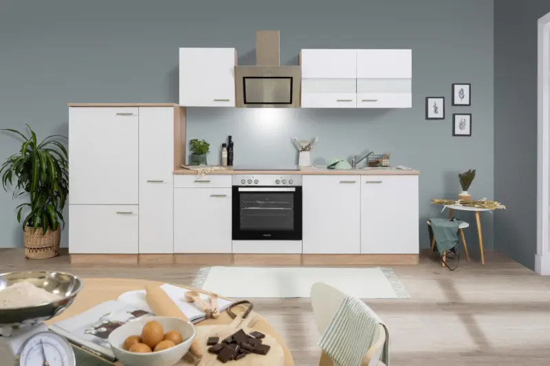 K&uuml;chenblock Merle mit Ger&auml;ten ca. 300 cm Wei&szlig;