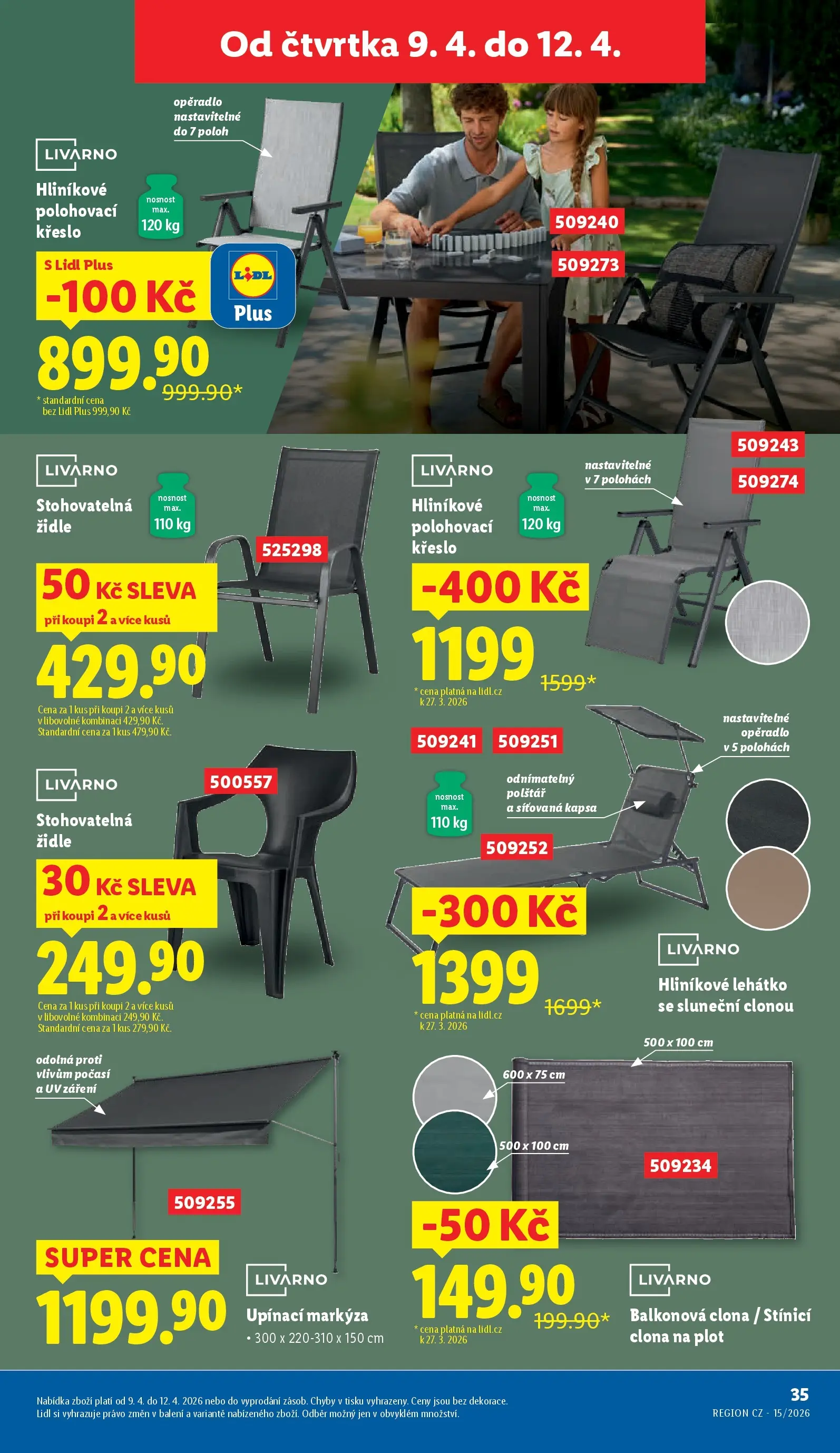Lidl leták od 13.04.2026 - Nový akční leták | Strana: 13 | Produkty: Polštář, Lehátko, Židle, Markýza