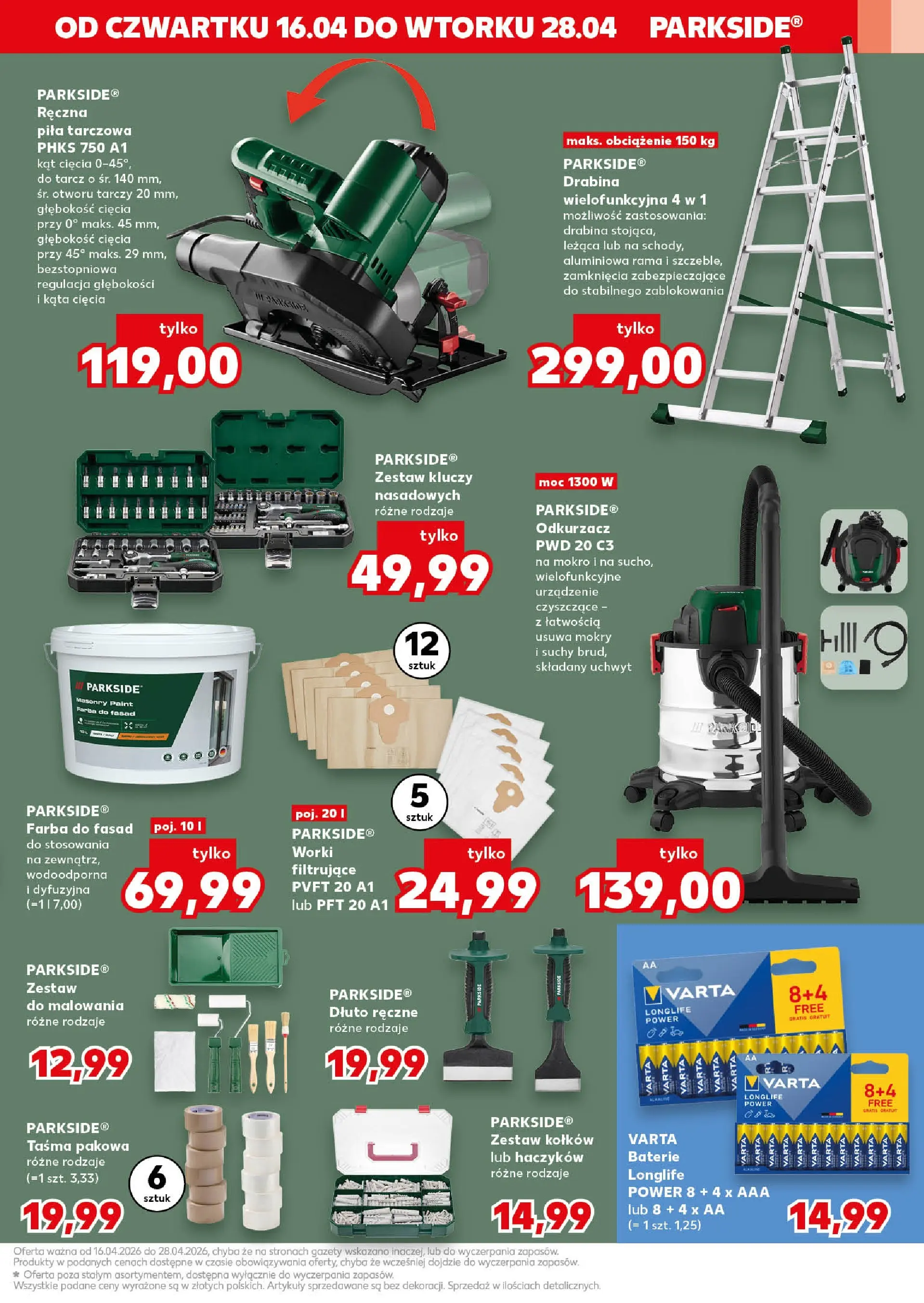 Kaufland gazetka - Złap Okazje od 16.04.2026 - od jutra PDF | Strona: 15 | Produkty: Drabina, Odkurzacz, Baterie, Zestaw kluczy nasadowych