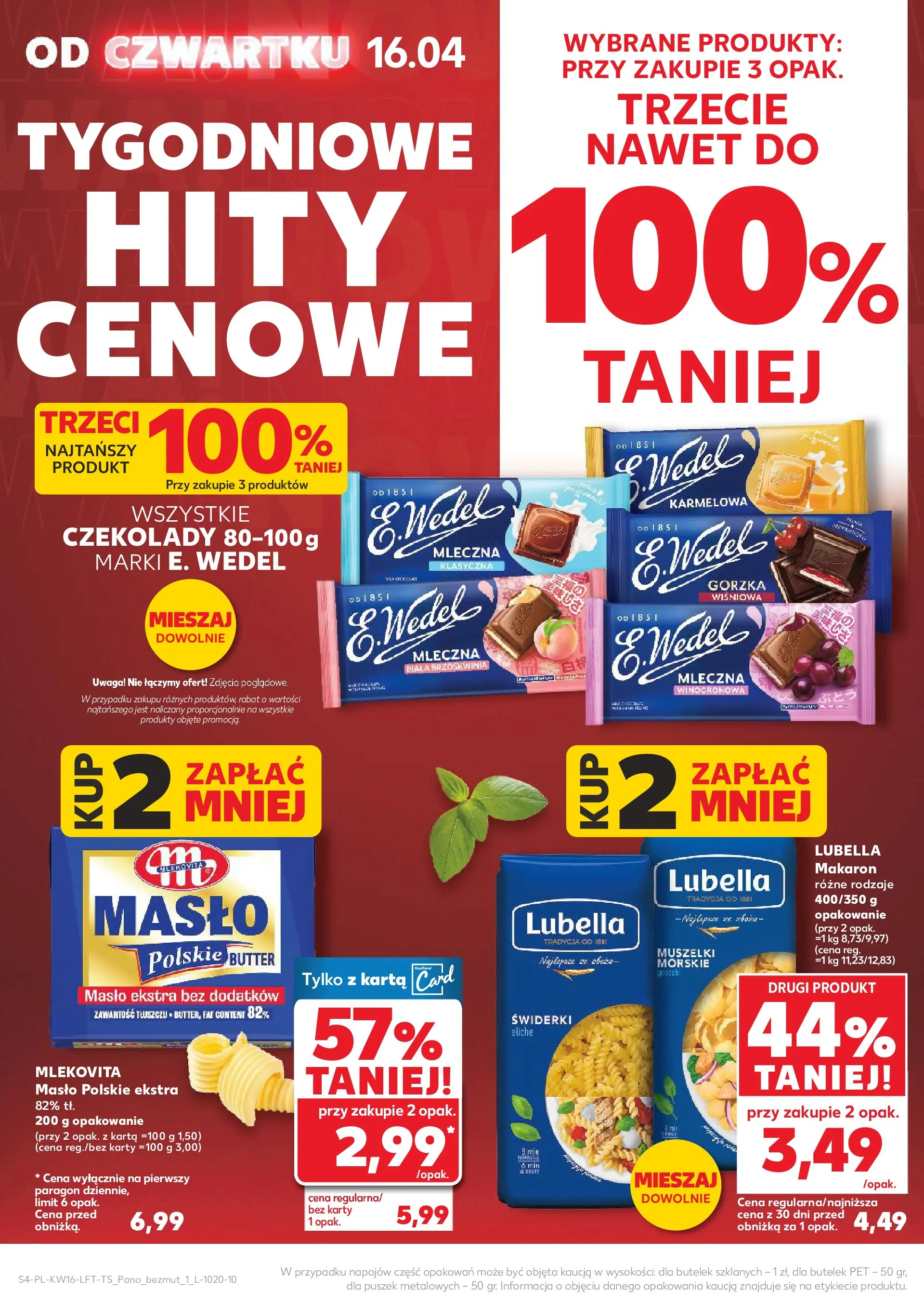 Kaufland gazetka od 16.04.2026 - od jutra PDF | Strona: 4 | Produkty: Karta, Czekolady, Masło, Makaron