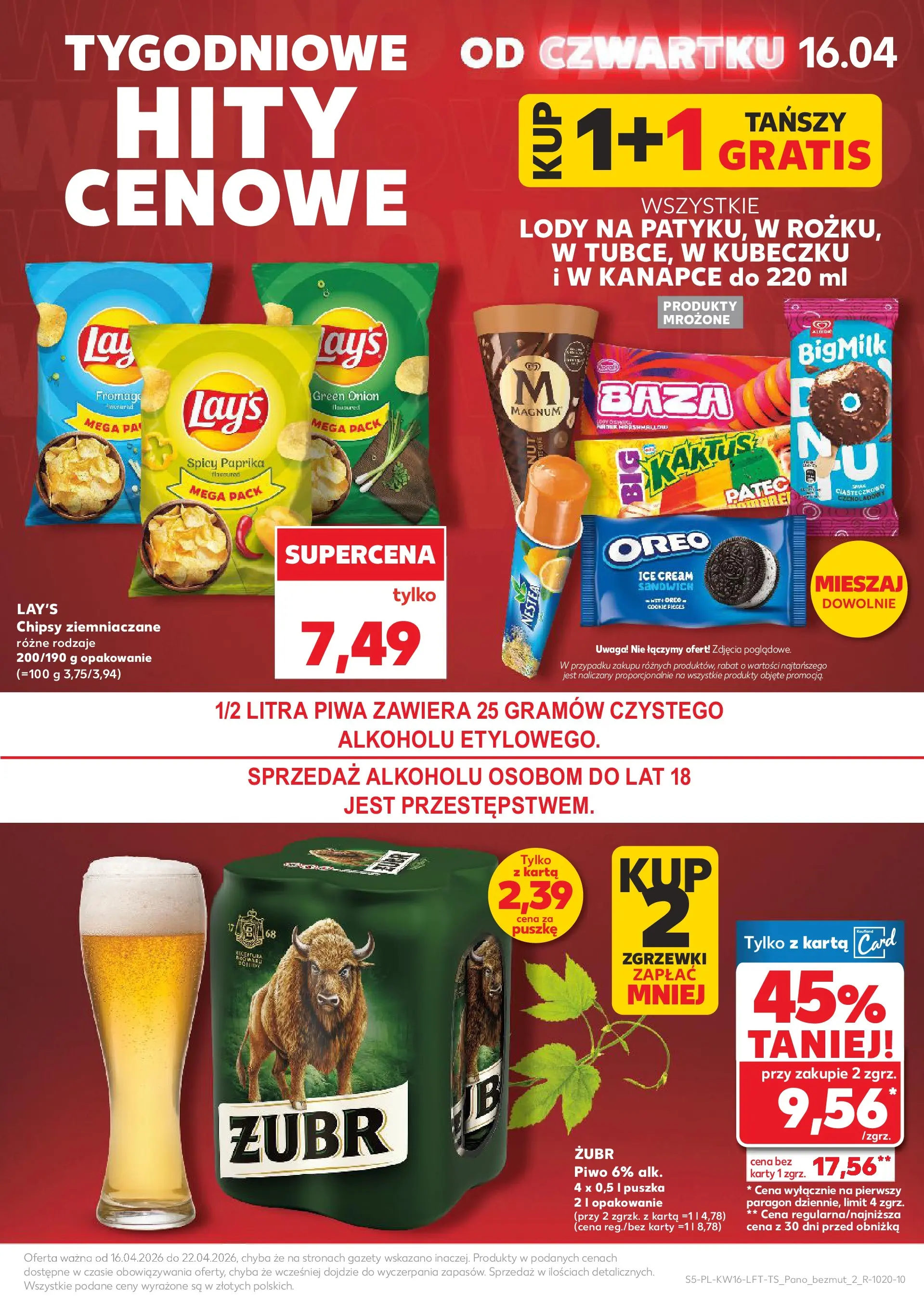 Kaufland gazetka od 16.04.2026 - od jutra PDF | Strona: 5 | Produkty: Karta, Chipsy, Sandwich, Piwo