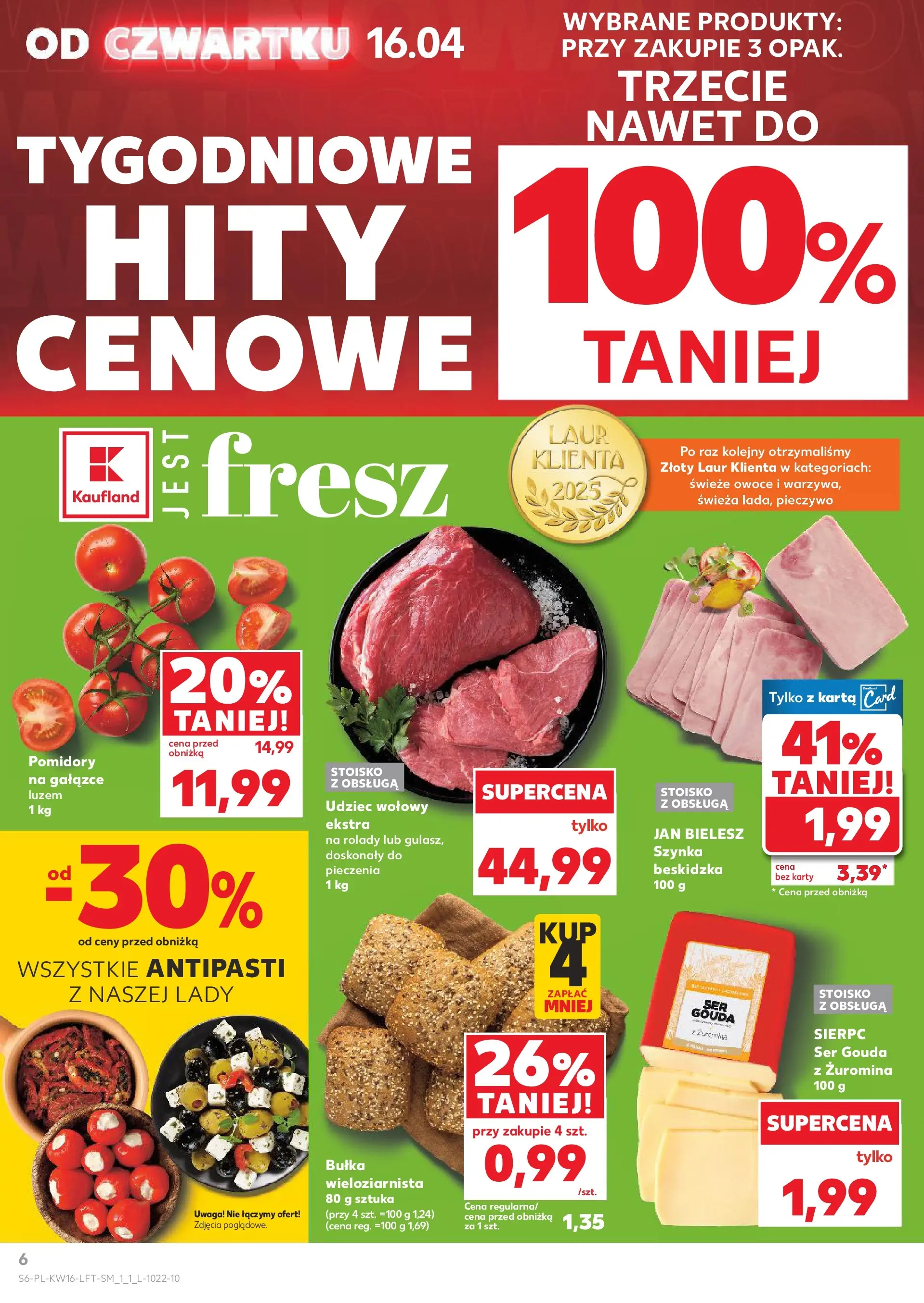 Kaufland gazetka od 16.04.2026 - od jutra PDF | Strona: 6 | Produkty: Pieczywo, Karta, Bułka, Owoce