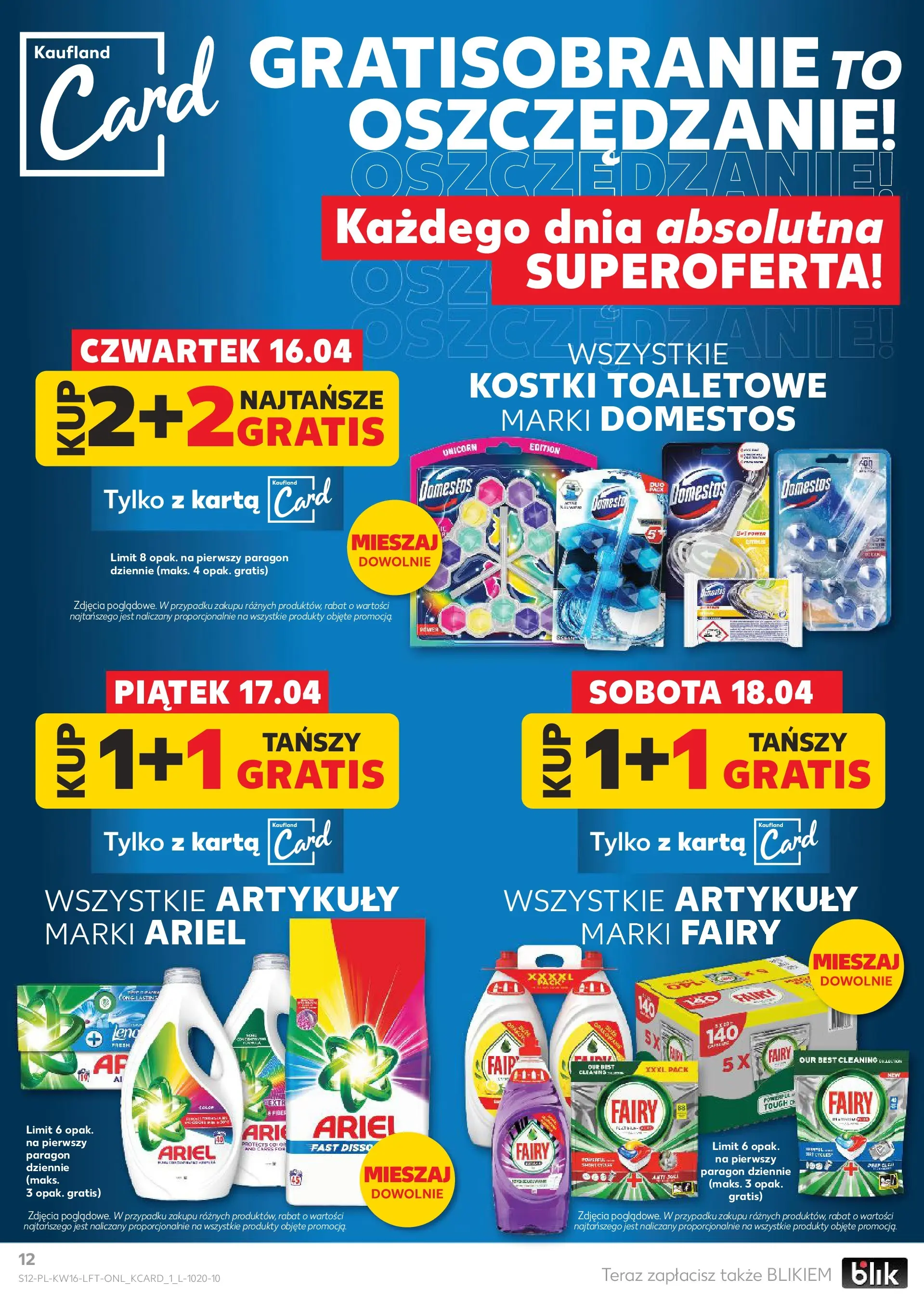 Kaufland gazetka od 16.04.2026 - od jutra PDF | Strona: 12 | Produkty: Karta, Ariel, Domestos, Fairy