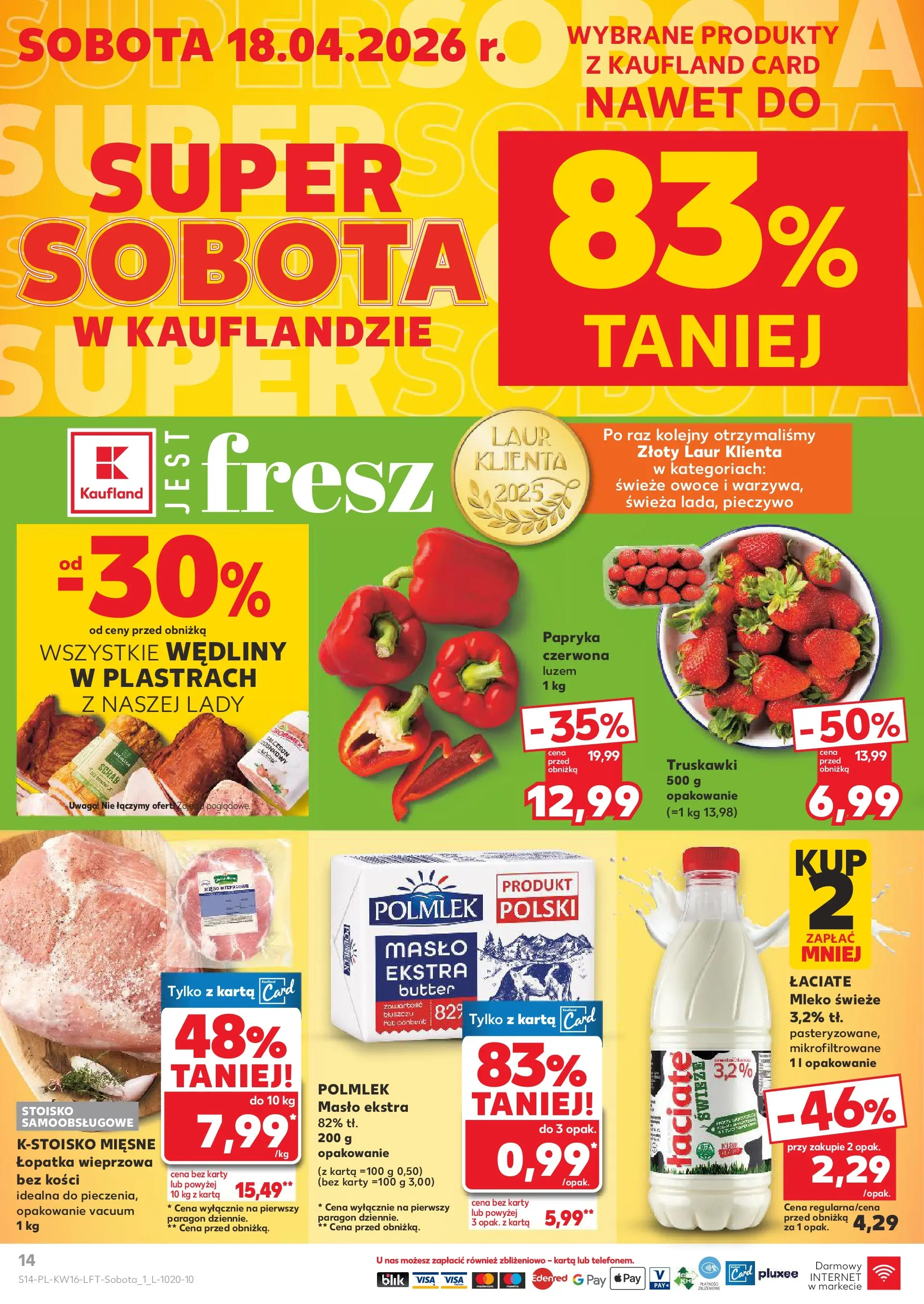 Kaufland gazetka od 16.04.2026 - od jutra PDF | Strona: 14 | Produkty: Pieczywo, Karta, Mięso, Wędliny